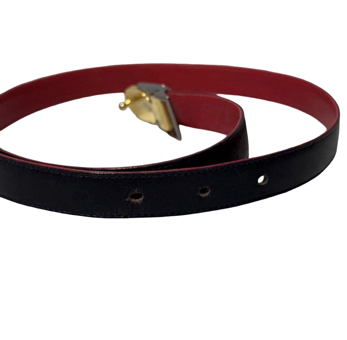 Dior Christian Dior Slim Bi-Color Leather Belt Black CD Logo 80 Size ONE SIZE - 8 Thumbnail