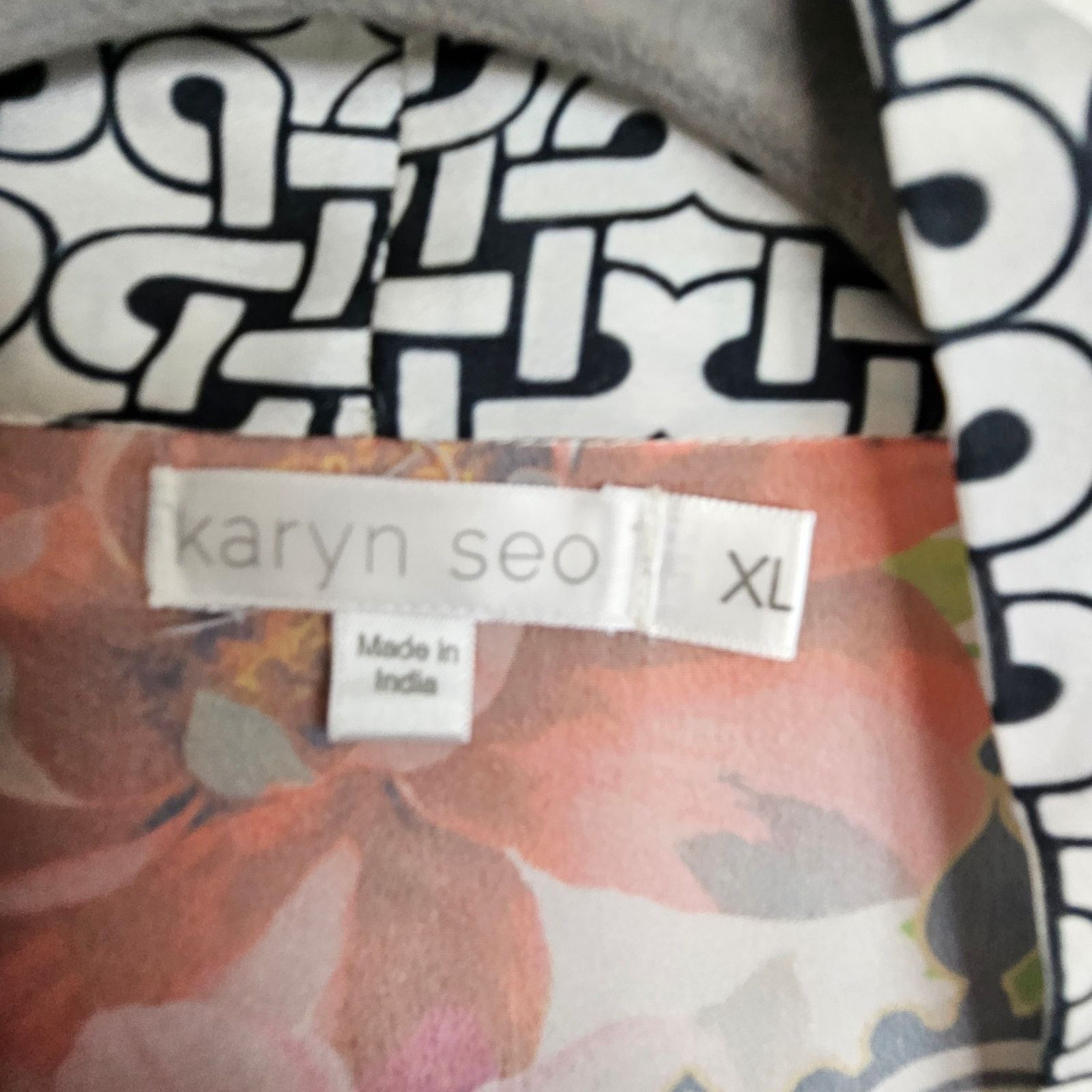 Donna Karan Karyn Seo Womens Floral Artsy Kimono Size XL Open Front Art Size XL / US 12-14 / IT 48-50 - 6 Thumbnail