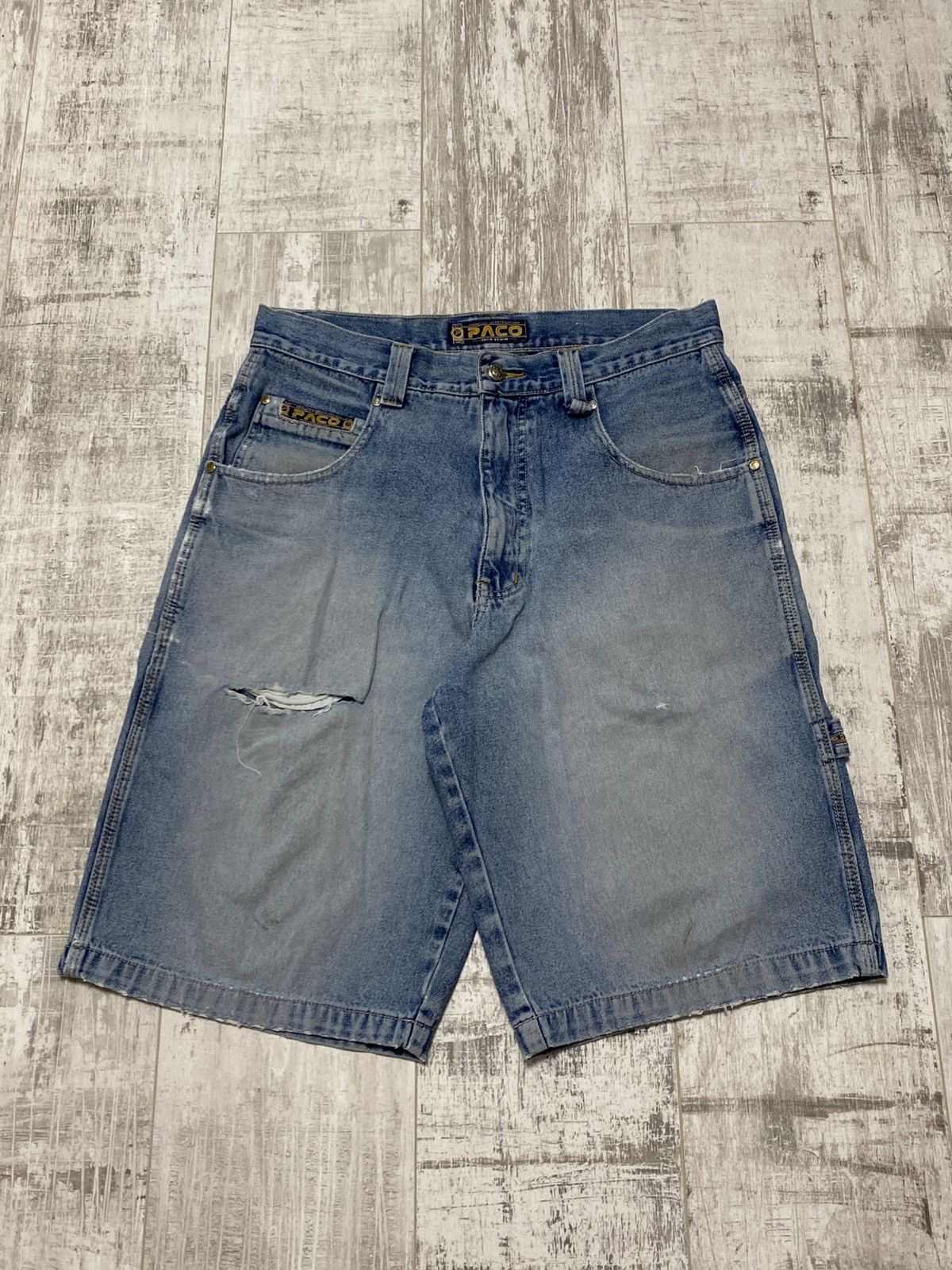 Vintage 💥VINTAGE PACO DISTRESSED DENIM SHORTS BAGGY Size US 32 / EU 48 - 2 Thumbnail