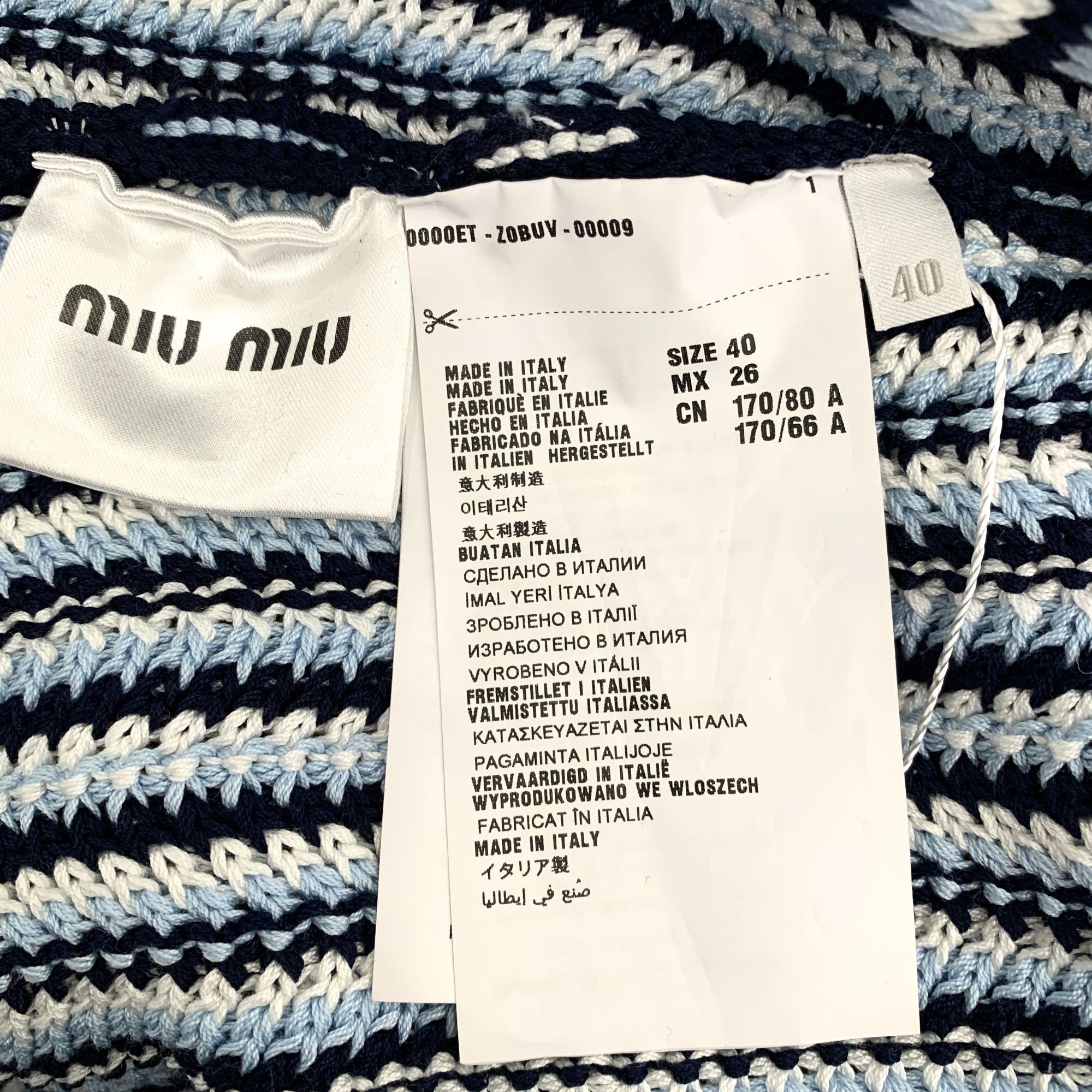 Miu Miu Miu Miu Blue Striped Cotton Knit Dress (Size M) Size S / US 4 / IT 40 - 5 Thumbnail