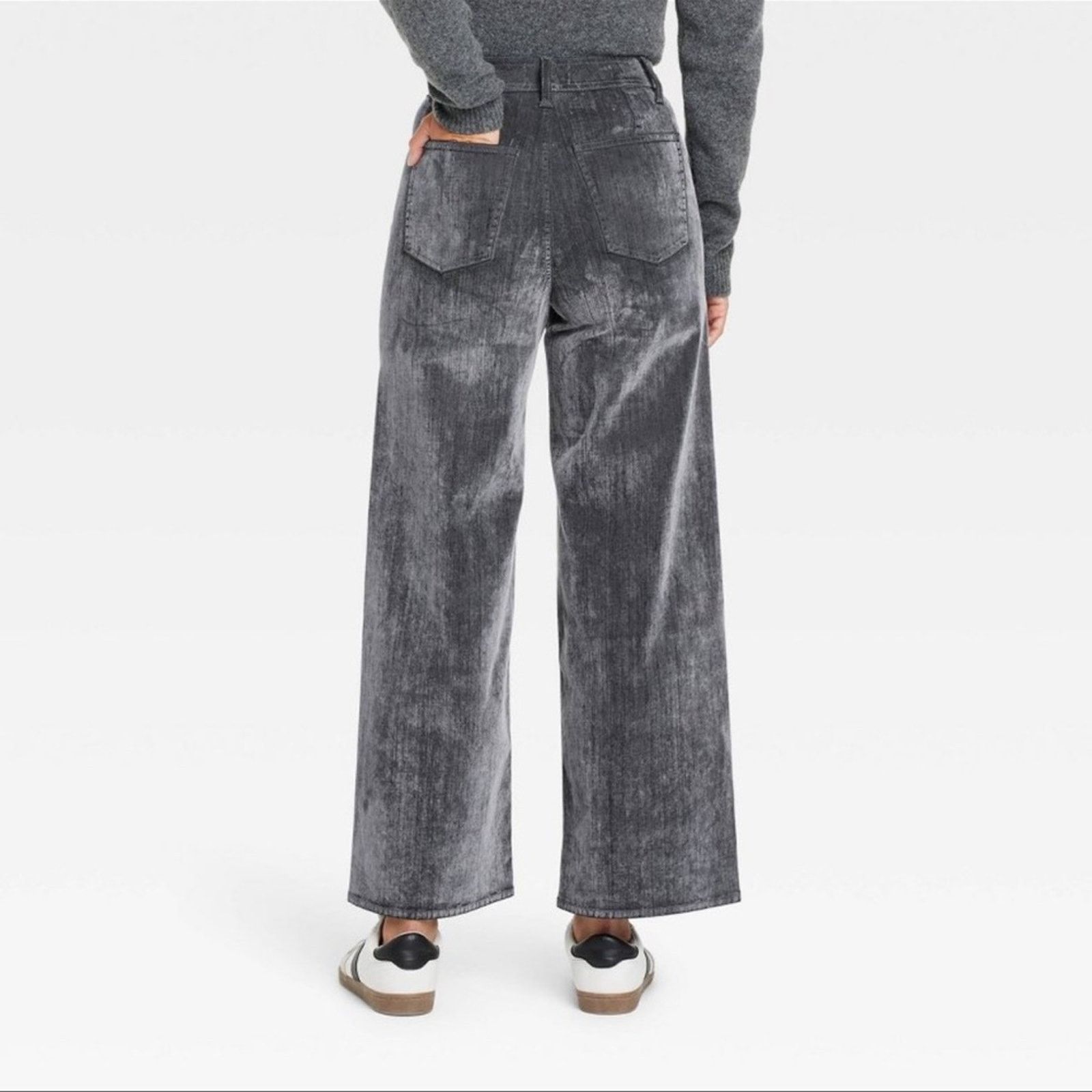 & Other Stories HighRise FlockedSailor Wide Leg Ankle Universal Thread 2 Size 26" / US 2 / IT 38 - 3 Thumbnail