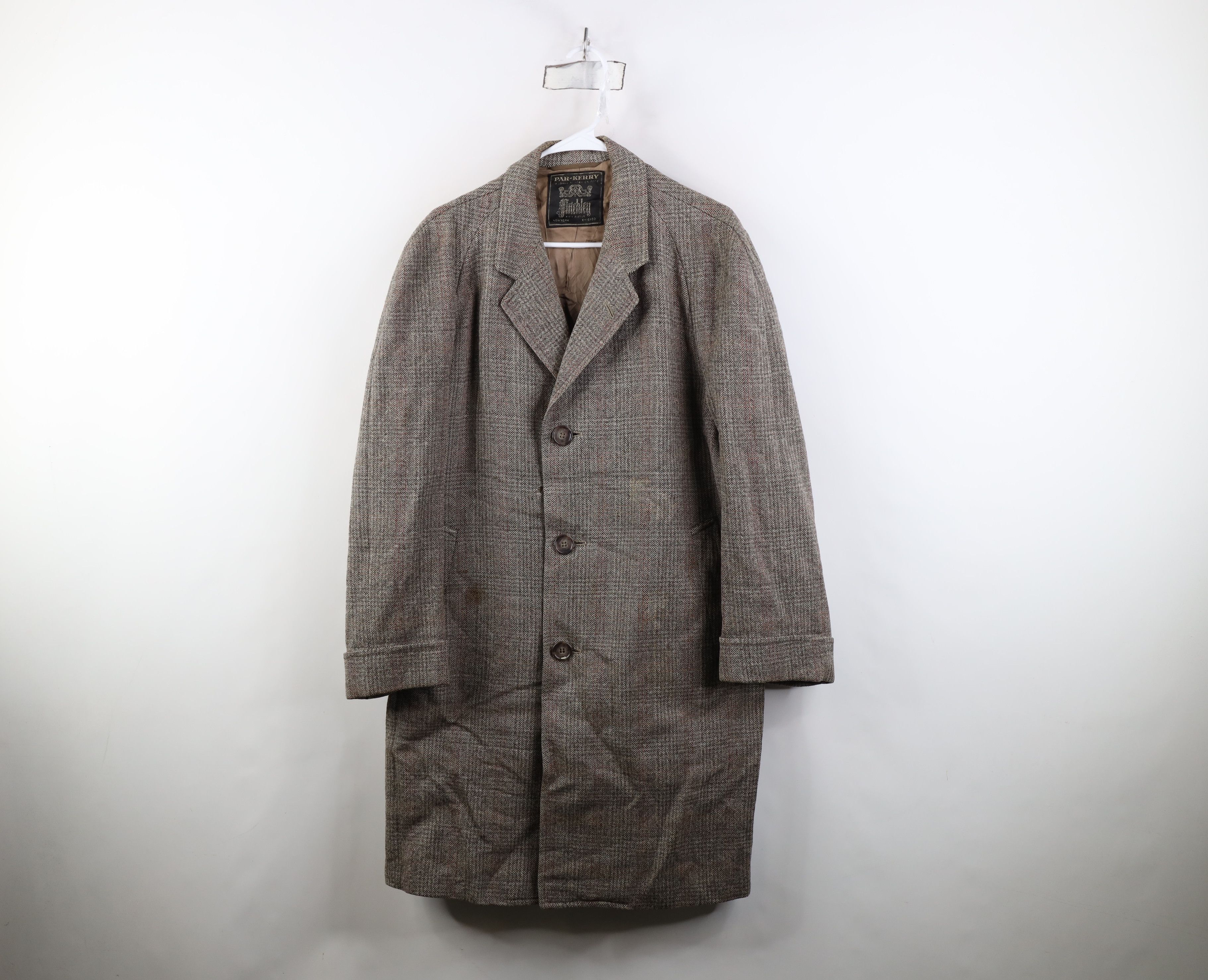 Vintage Vintage 40s 50s Streetwear Wool Tweed Overcoat Jacket USA Size US L / EU 52-54 / 3 - 1 Thumbnail