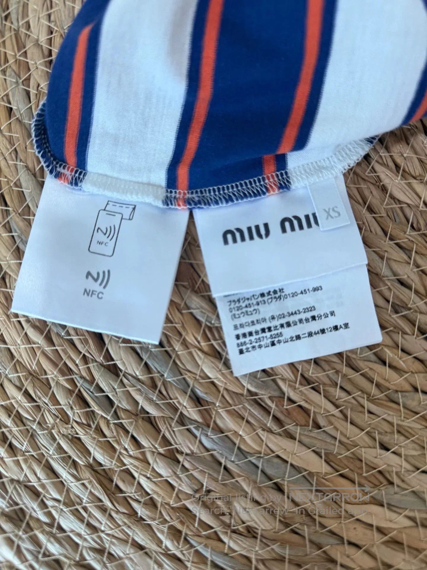 Miu Miu Miu Miu 24SS Blue White Stripe Tee. Size XS / US 0-2 / IT 36-38 - 6 Thumbnail