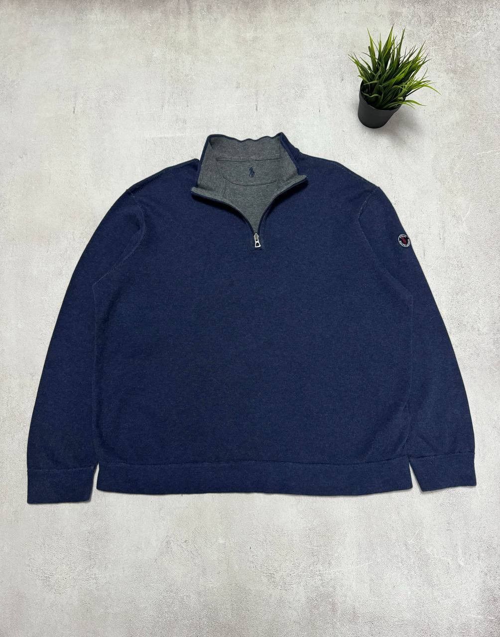 Polo Ralph Lauren × Vintage Vintage Polo Ralph Lauren Sweatshirt Zip 1/4 Double-Sided Size US L / EU 52-54 / 3 - 1 Thumbnail