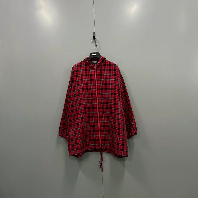 Balenciaga Balenciaga size 37 Black and Red Plaid Hooded Zip-up Jacke Size US XS / EU 42 / 0 - 1 Thumbnail