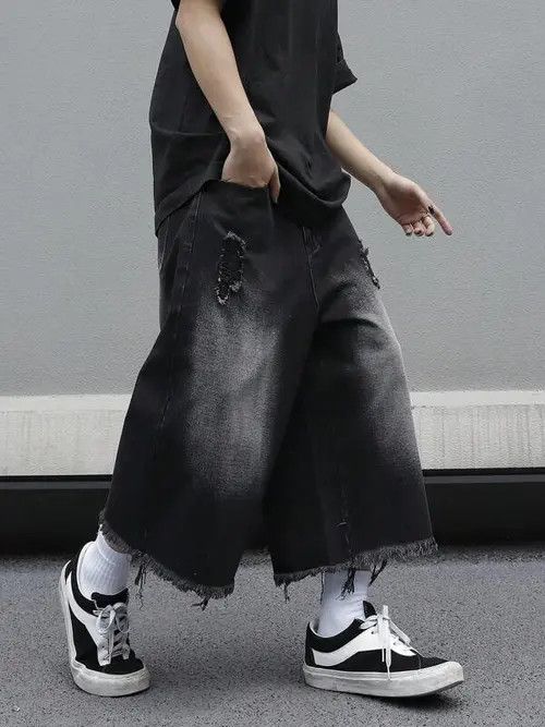 Japanese Brand OPIUM GOTH distressed Y2K DRIP denim jorts Size US 34 / EU 50 - 3 Thumbnail