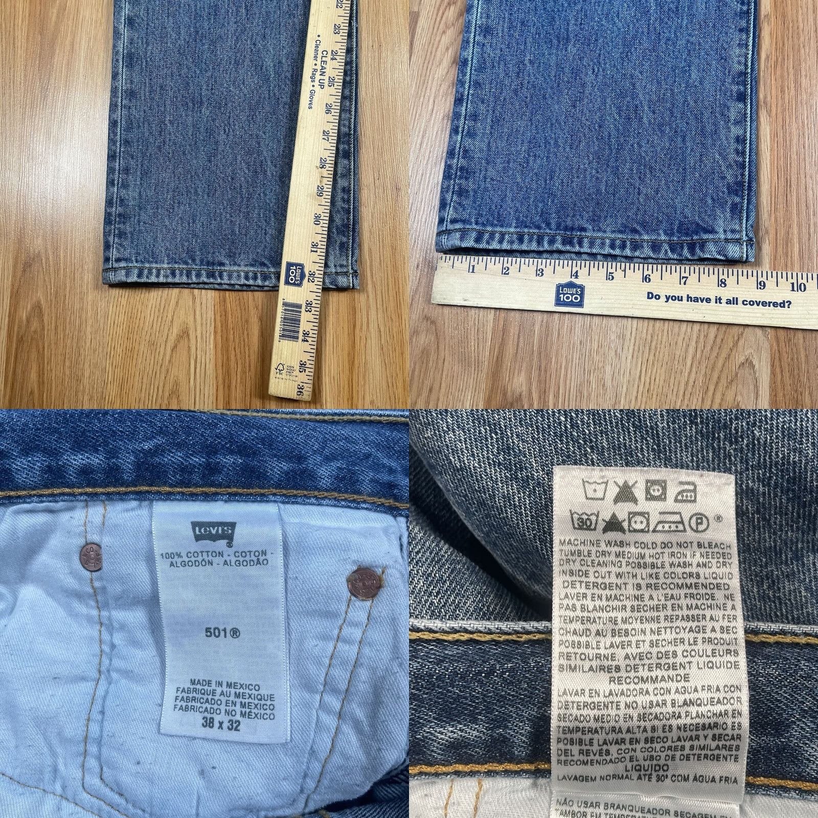 Levi's LEVI'S 501 Straight Leg Jeans Men’s 38Wx32L Blue Denim Button Fly 100% Cotton Size US 38 / EU 54 - 8 Thumbnail