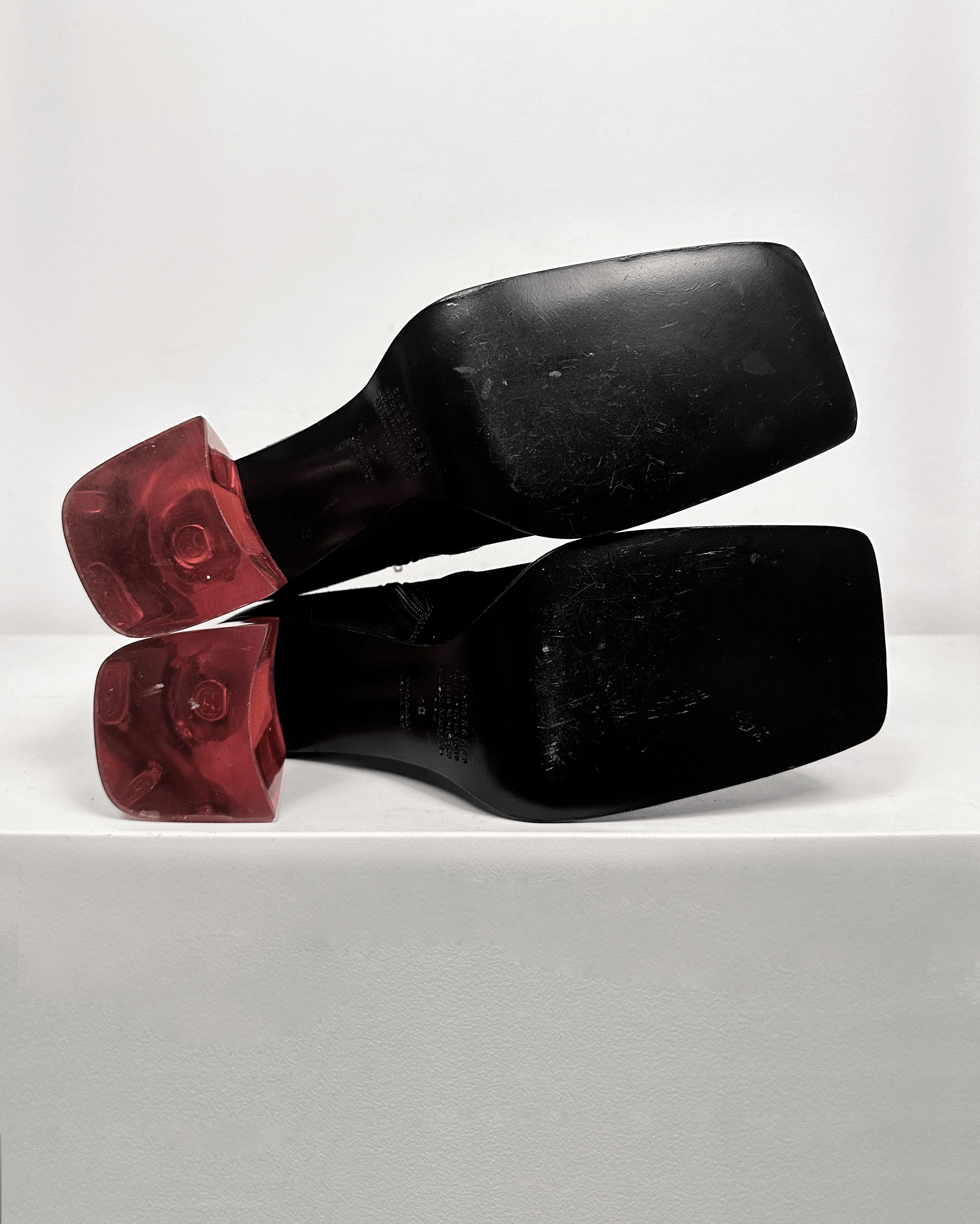 Maison Margiela Maison Margiela Red Glass Heel Satin Boots Size US 7.5 / EU 40-41 - 4 Thumbnail