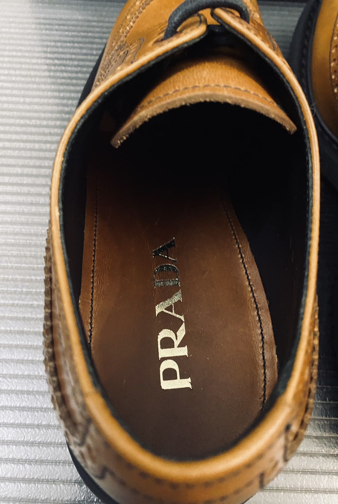 Prada Prada 🇮🇹 brown pull up comfort sole brogue 7 UK NEW Size US 8 / EU 41 - 10 Thumbnail