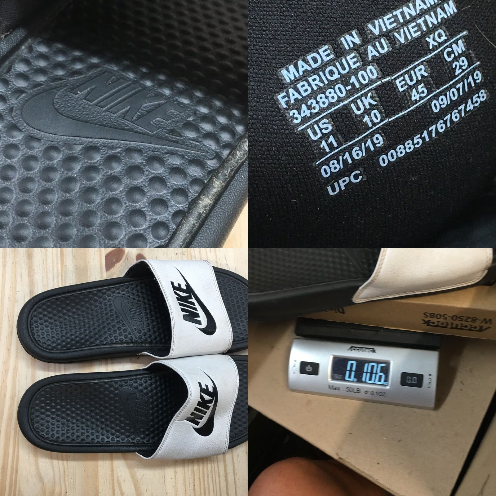 Nike Nike Benassi JDI Sandals Mens 11 Slide Slip On White Black Benassi JDI Slide Mens 11 White Black Nike Sandals Size ONE SIZE - 9 Thumbnail
