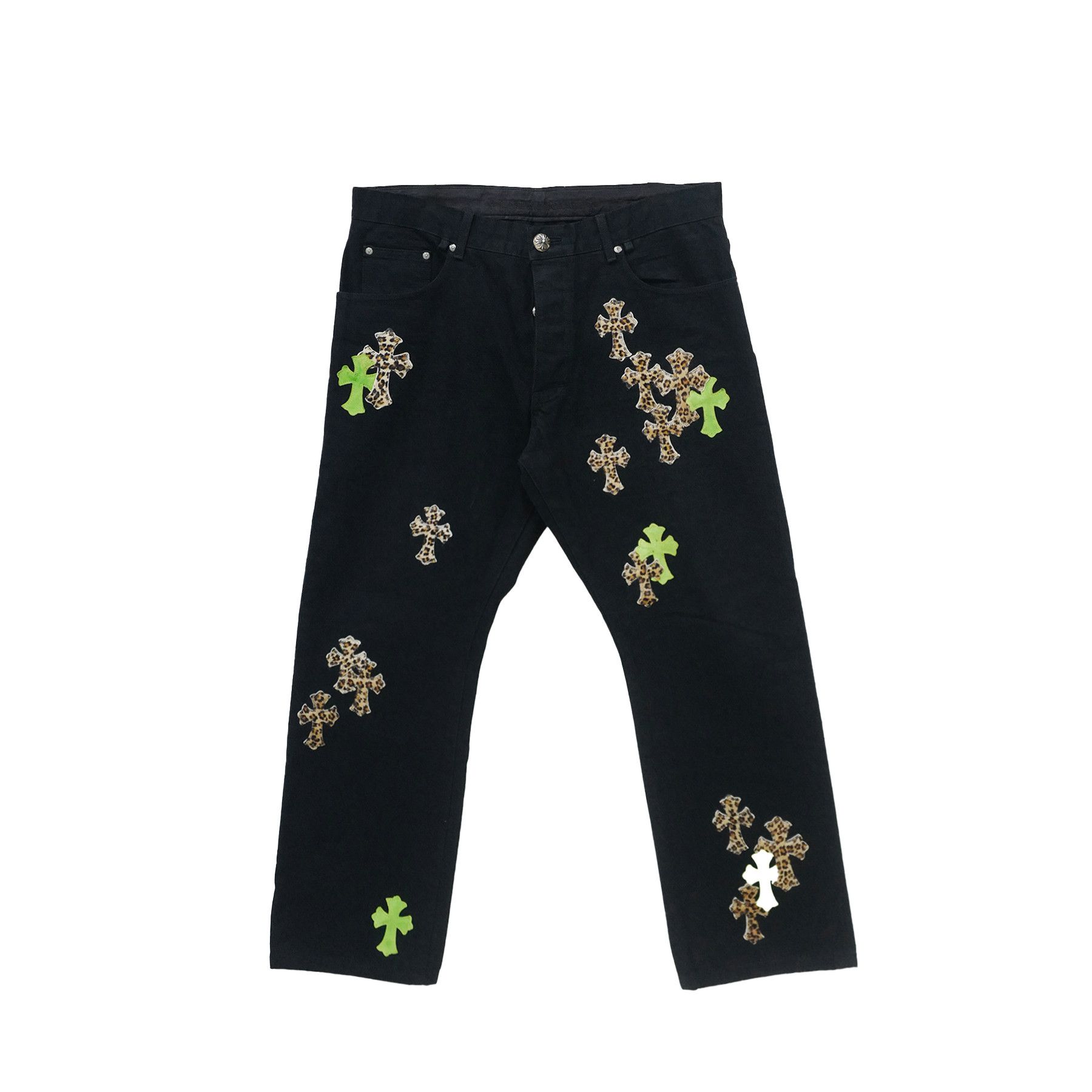 Chrome Hearts Chrome Hearts Leopard Green Cross Leather Patch Jeans Size US 38 / EU 54 - 1 Thumbnail