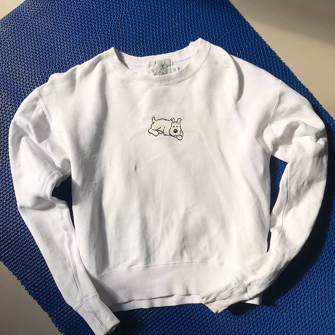 Cartoon Network × Vintage Vintage Tintin Herge Moulinsart 1996 White Sweater Crewnec Size S / US 4 / IT 40 - 1 Thumbnail