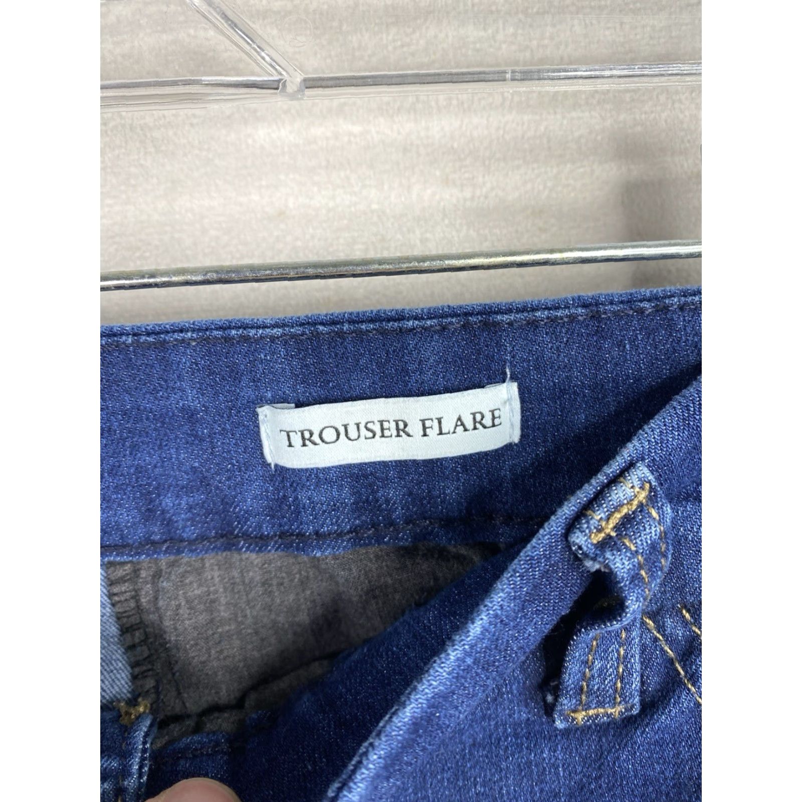 Vintage Sofia Vergara Jeans Trouser Flare 18 High Rise Dark Denim 32" Inseam Regular Plus Size Women Pants Stitch Pockets 5-Pocket Style Nautical Sailor Theme Size 40" / US 18 - 4 Thumbnail
