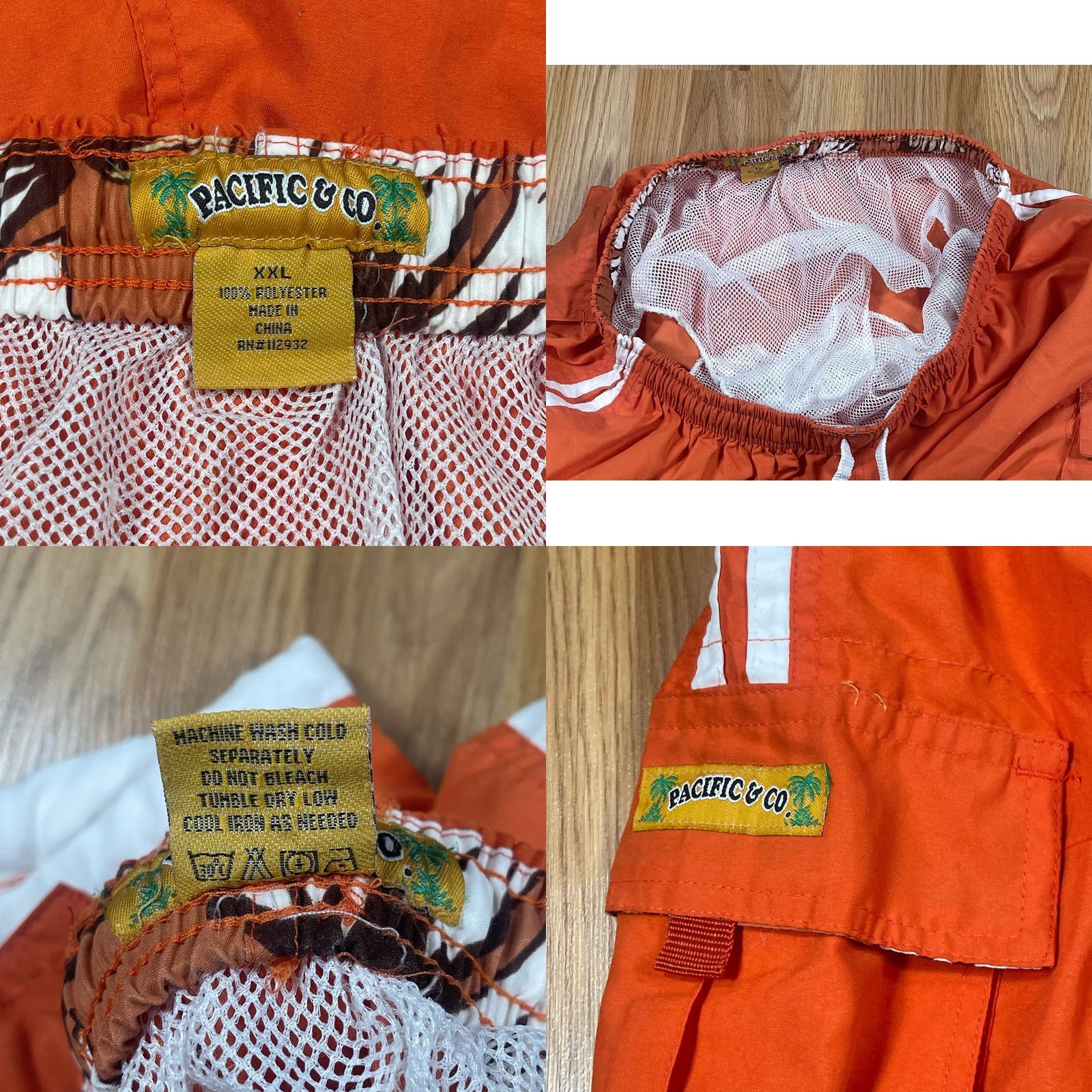 CO Pacific & Co Shorts Mens 2XL Orange Drawstring Swim Trunks Beach 100% Polyester) Size US 39 - 8 Thumbnail