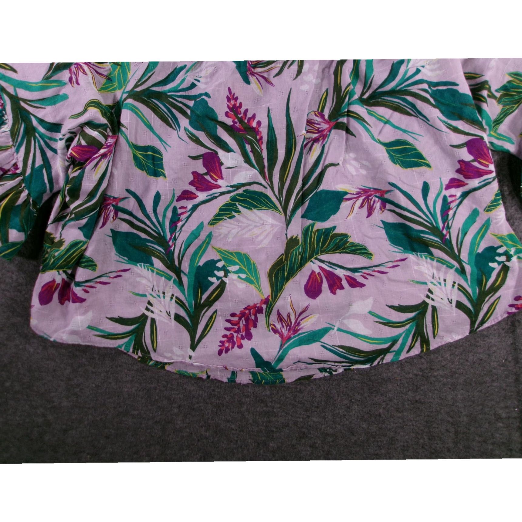 Vintage VINTAGE Terra & Sky Plus Blouse Womens 2X Cotton Floral Print Flutter Sleeves Boho Spring Green Purple Womens Size 3XL / US 20-22 - 4 Thumbnail