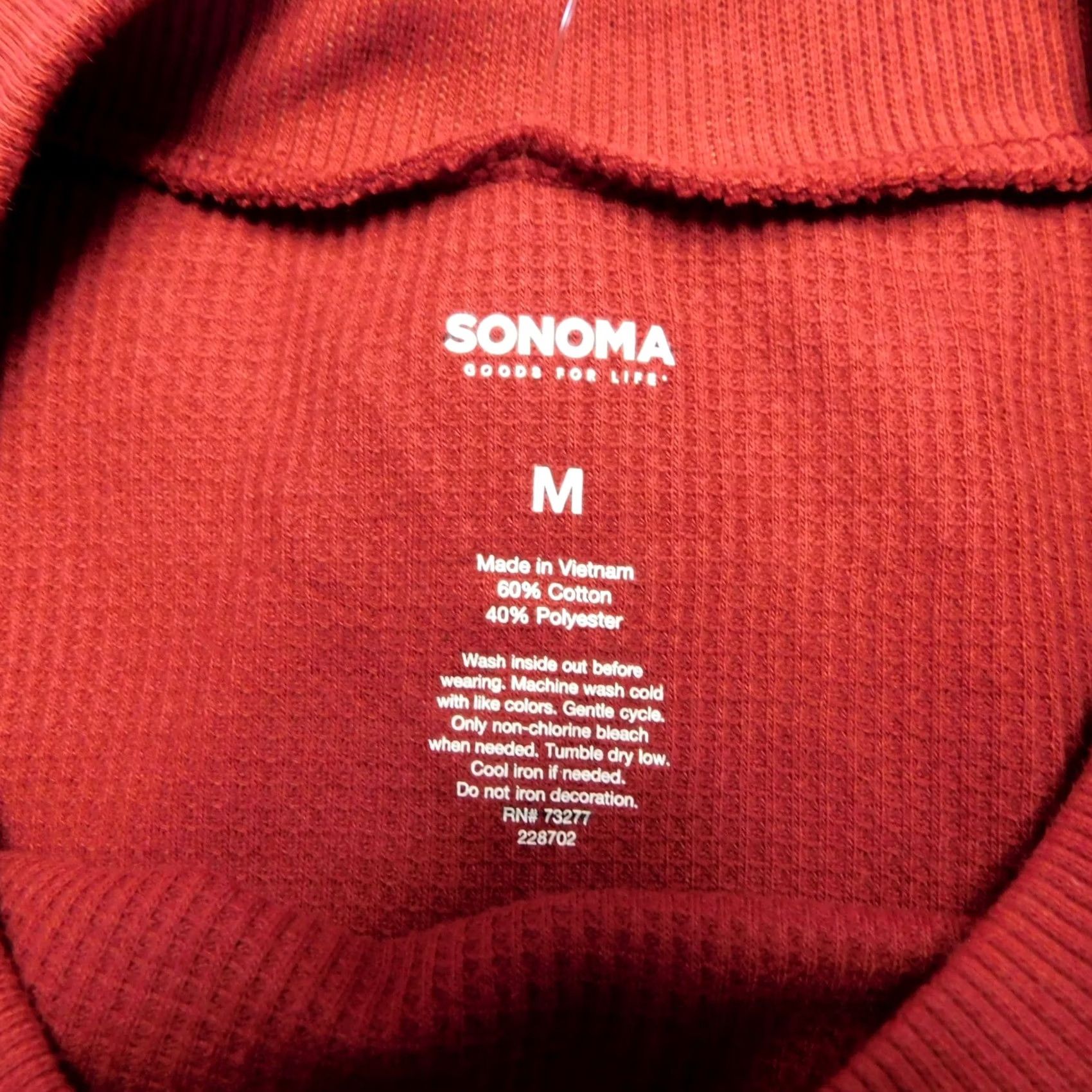 Vintage Sonoma Moose Ridge Long Sleeve Crew Neck Waffle-Knit Top - Red, M, Cotton Blend, Knit, Classic Fit, Women Size M / US 6-8 / IT 42-44 - 6 Thumbnail