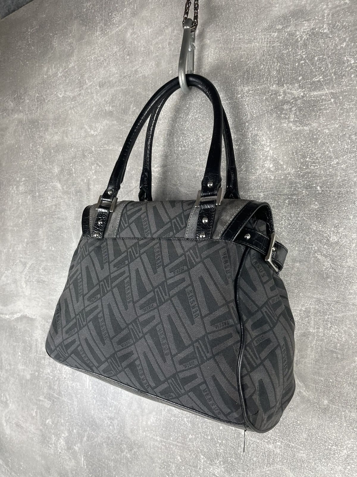 Versus Versace Versus Versace Studded Logo Jacquard Leather Trim Handbag Size ONE SIZE - 6 Thumbnail