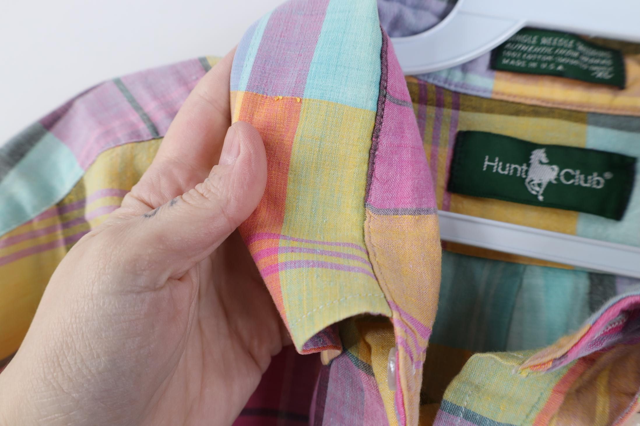 Vintage Vintage 90s Tailoring Madras Plaid Button Down Shirt USA Size US XL / EU 56 / 4 - 5 Thumbnail