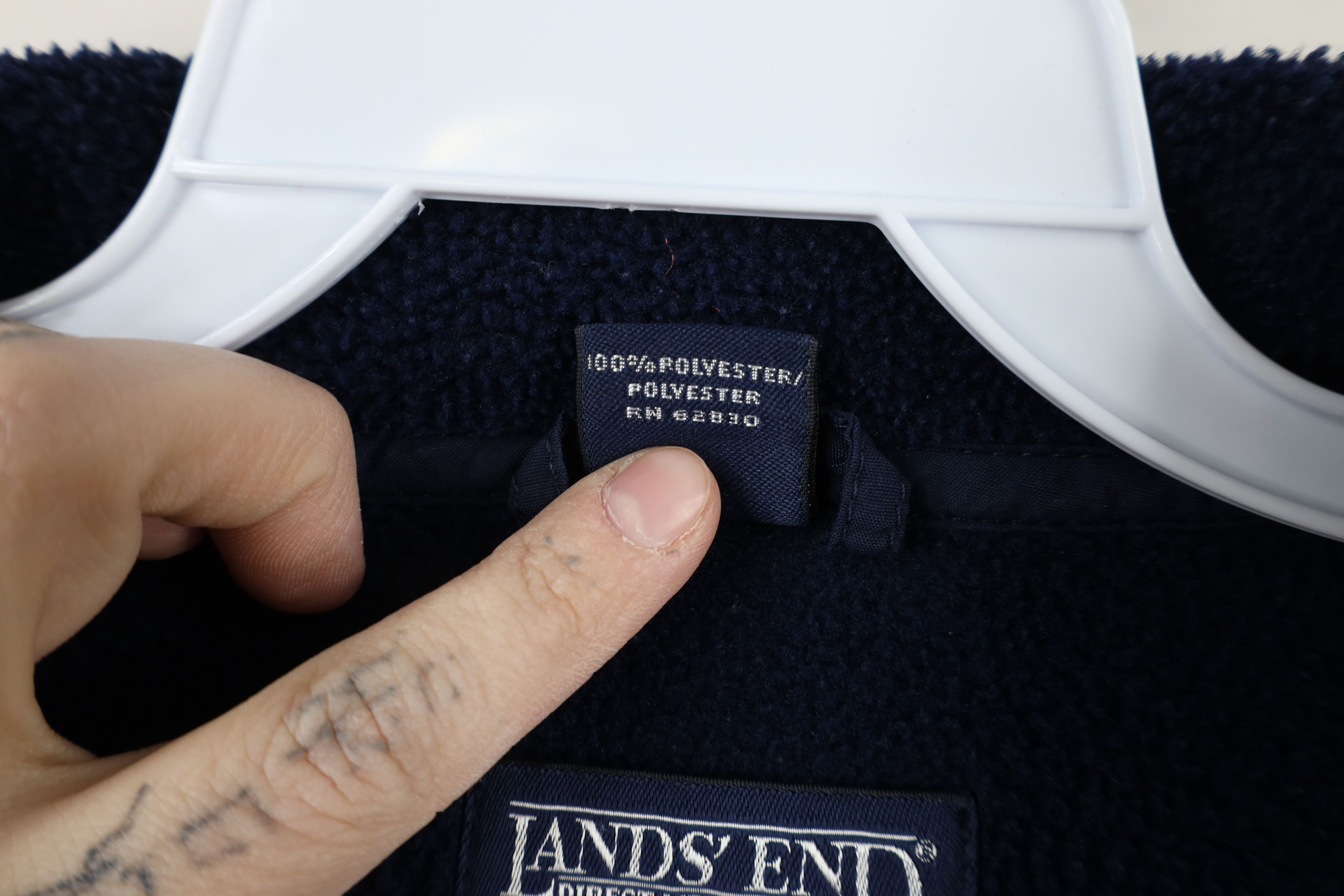 Lands' End × Vintage Vintage 90s Lands End Faded Full Zip Fleece Jacket Navy Blue Size US XXL / EU 58 / 5 - 7 Thumbnail