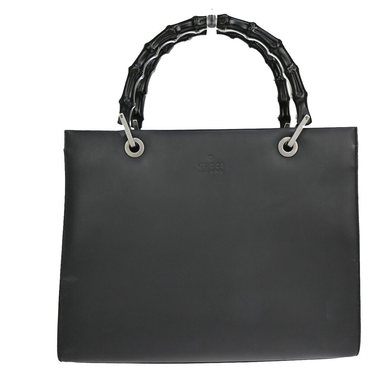 Gucci Bamboo Black Leather Handbag (Pre-Owned) Size ONE SIZE - 1 Thumbnail