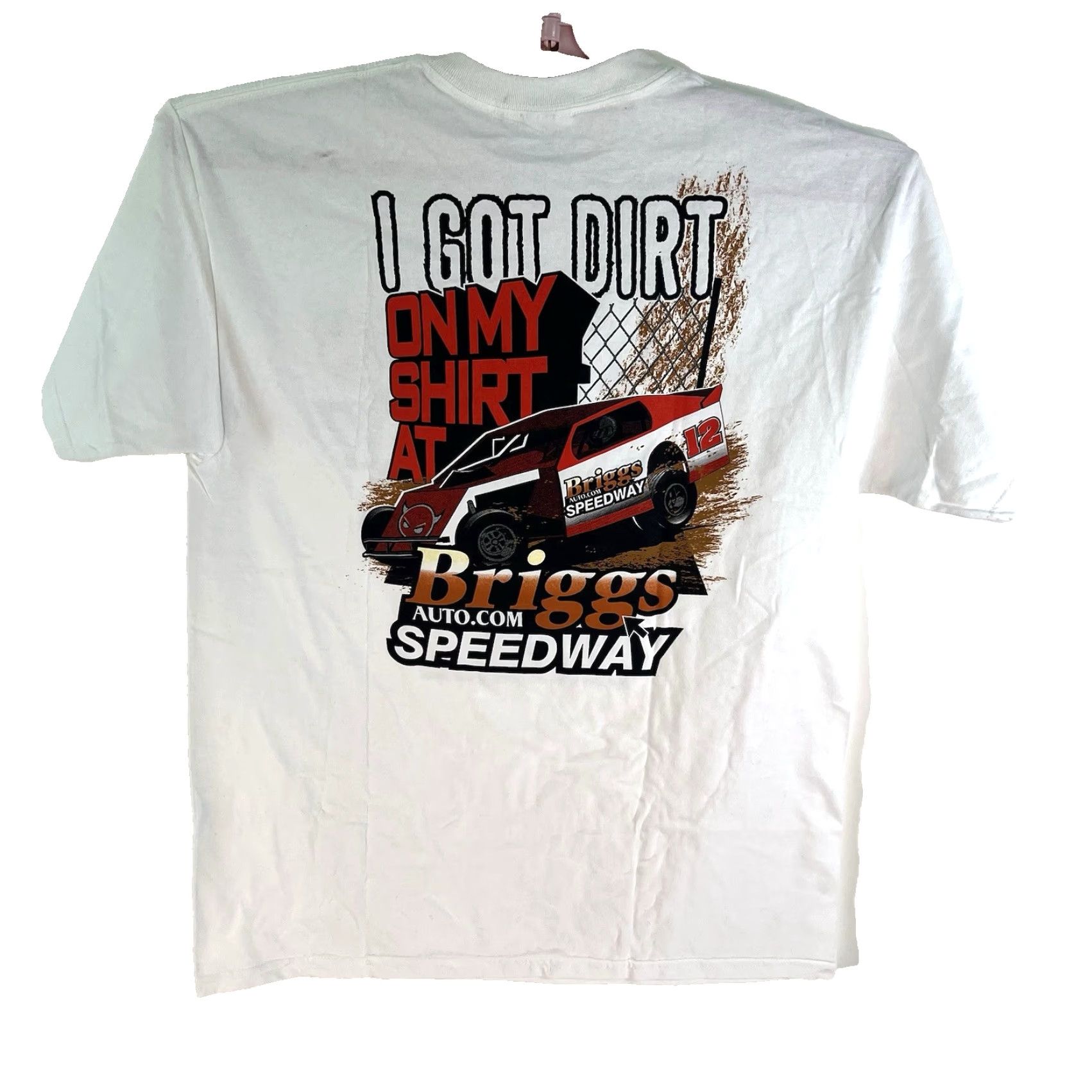 Gildan Briggs Speedway Topeka KS Dirt Track T-Shirt Size L White Mens Size US L / EU 52-54 / 3 - 6 Thumbnail