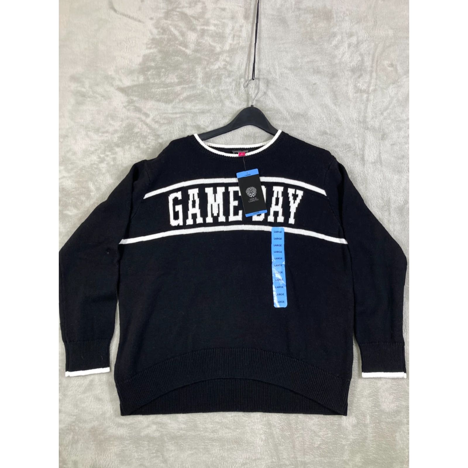 Vince Camuto Vince Camuto Pullover Sweater Womens Large Black Cotton Game Day Crew Neck NWT Long Sleeve Size L / US 10 / IT 46 - 4 Thumbnail