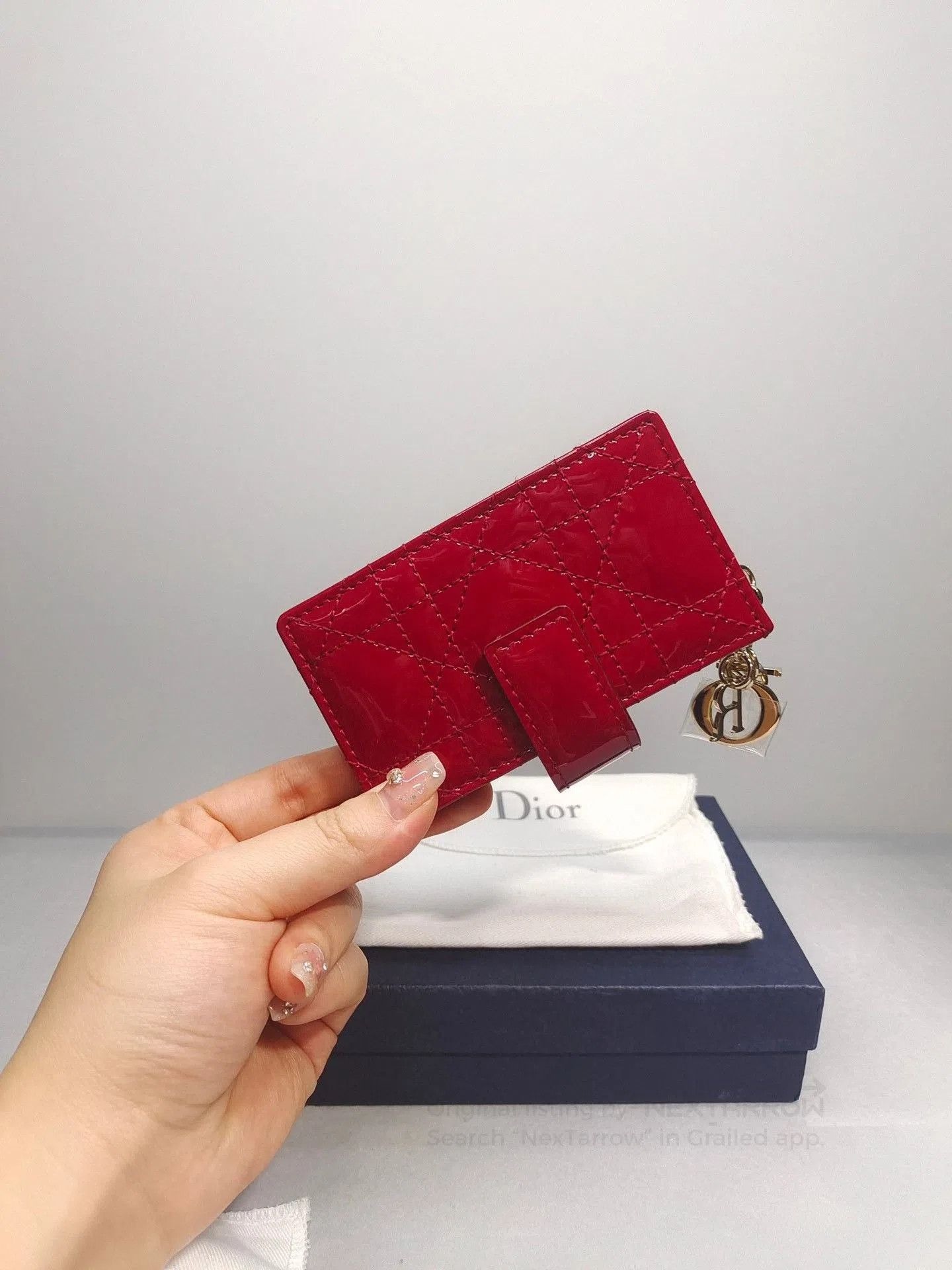 Dior Dior Red Cowhide Cannage 5-Slot Card Holder. Size ONE SIZE - 6 Thumbnail
