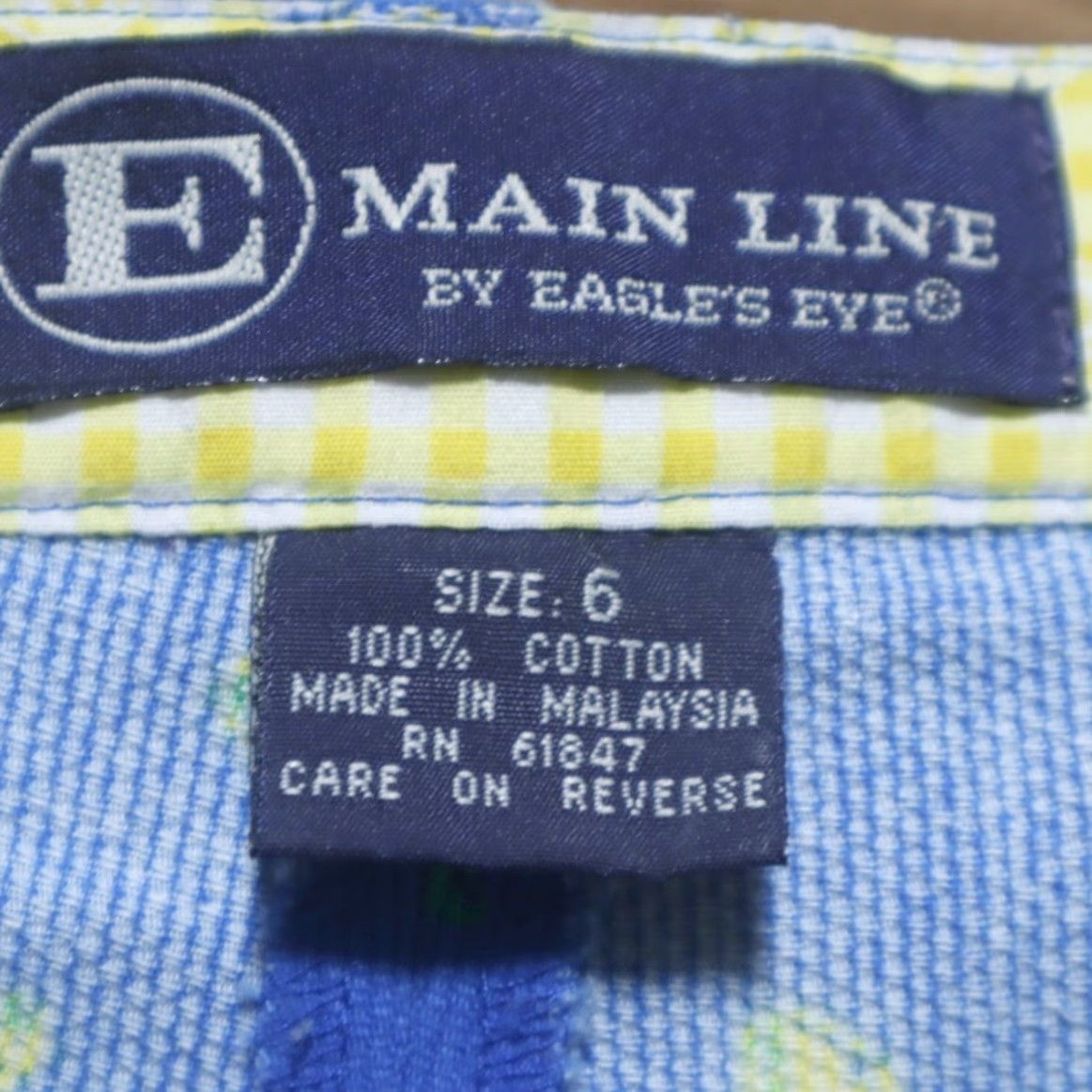 Vintage VINTAGE Eagle's Eye Shorts Chino Women Blue 6 Cotton Corduroy High Rise Lemon Print 7in Inseam Size 28" / US 6 / IT 42 - 5 Thumbnail