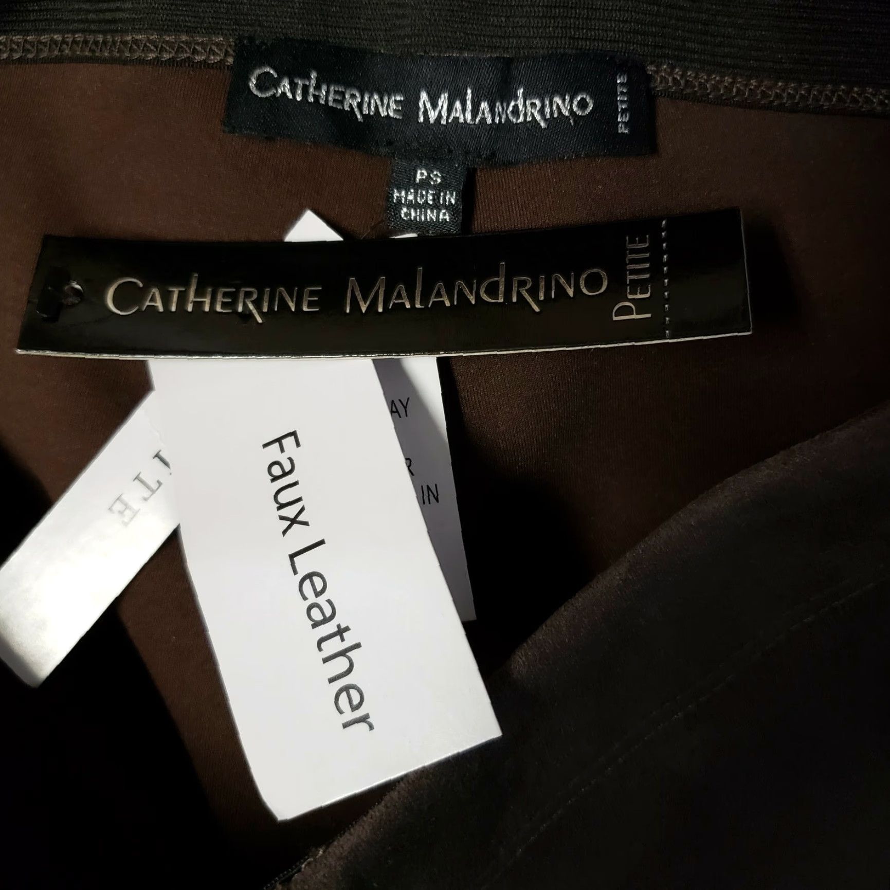 Vintage Catherine Malandrino Womens Pants Ps PS Skinny Cropped Mid Rise Faux Leather Wool Gray 25.5 Inseam Petite Tailored Mens Womens Girls? Size 28" / US 6 / IT 42 - 7 Thumbnail