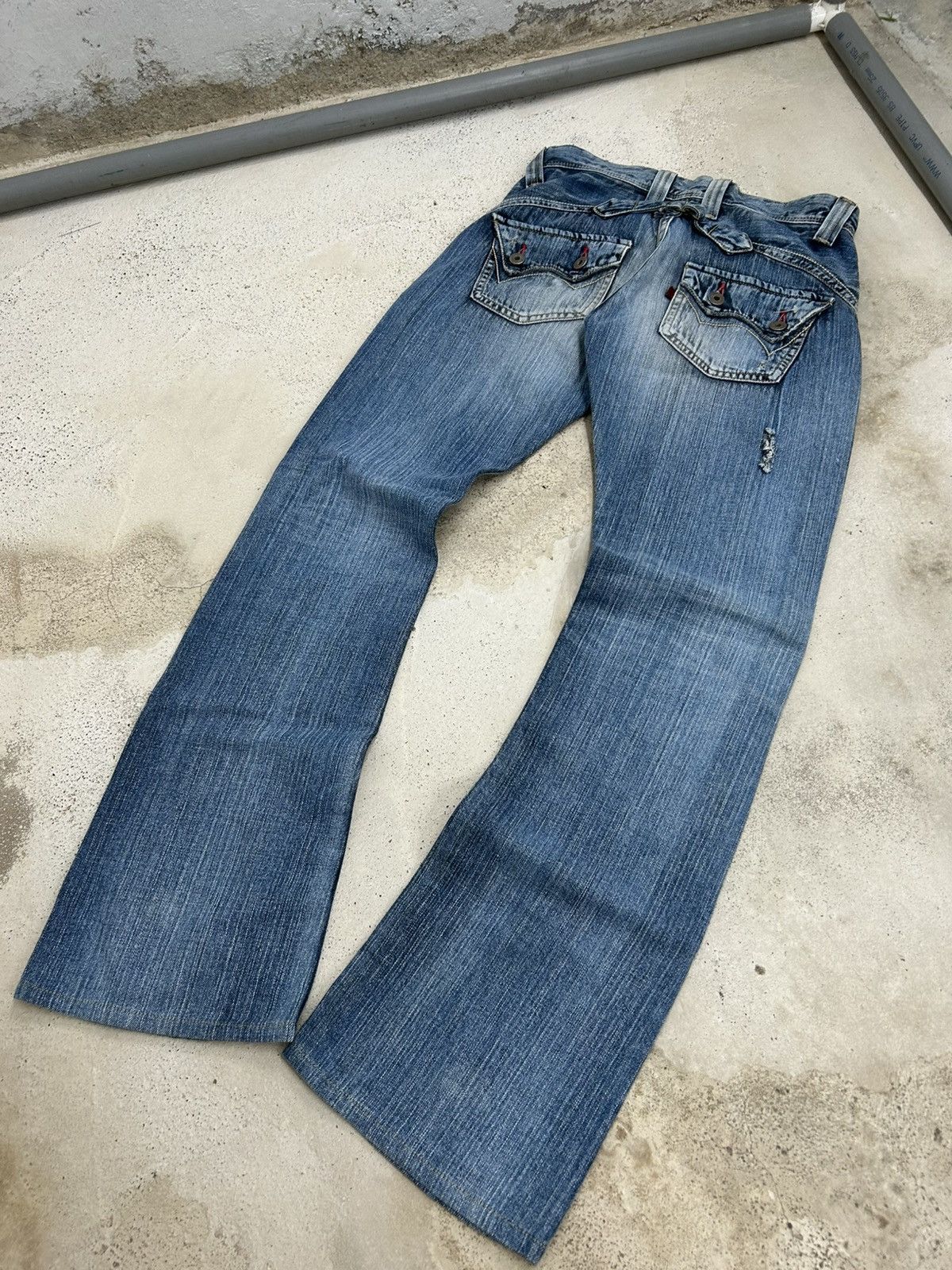 Japanese Brand Edwin Rude Zero Flare Washed Distressed Size US 30 / EU 46 - 8 Thumbnail