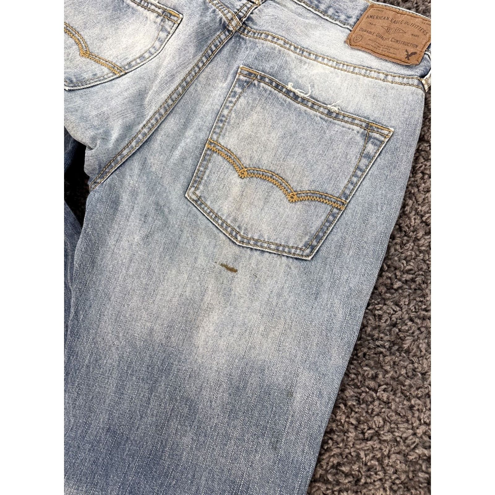 American Eagle Outfitters VINTAGE American Eagle Jeans Mens Slim Straight 30x34 Thrashed Distressed Y2K Blue Jeans Mens 30 34 Distressed Slim Straight Jeans Size US 30 / EU 46 - 7 Thumbnail