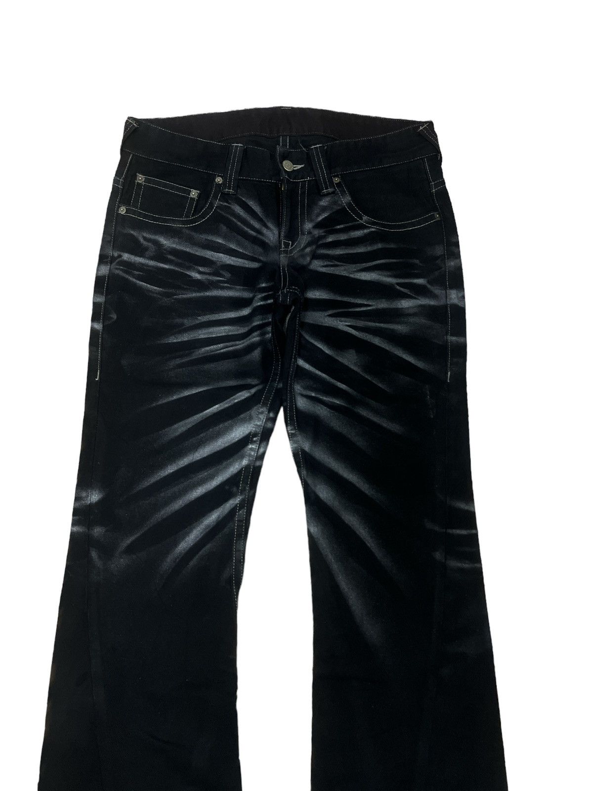 If Six Was Nine FLARED🔥TORNADO MART BLACK DENIM DISTRESSED DENIM PANT Size US 30 / EU 46 - 3 Thumbnail