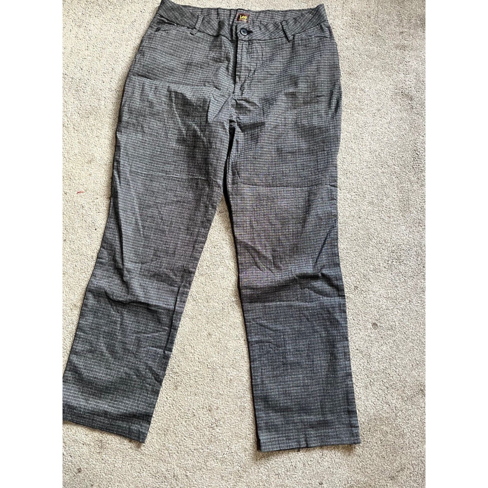 Lee Lee Pants Womens 14M Gray Plaid Waistband Stretch Twill Dress Pants Straight Size 36" / US 14 / IT 50 - 2 Thumbnail