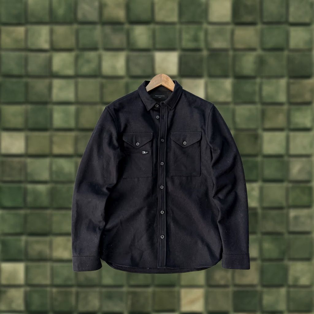 Allsaints VINTAGE AllSaints Navy Blue Button Up Wool Shirt Jacket Men Size S/M Size US S / EU 44-46 / 1 - 1 Thumbnail