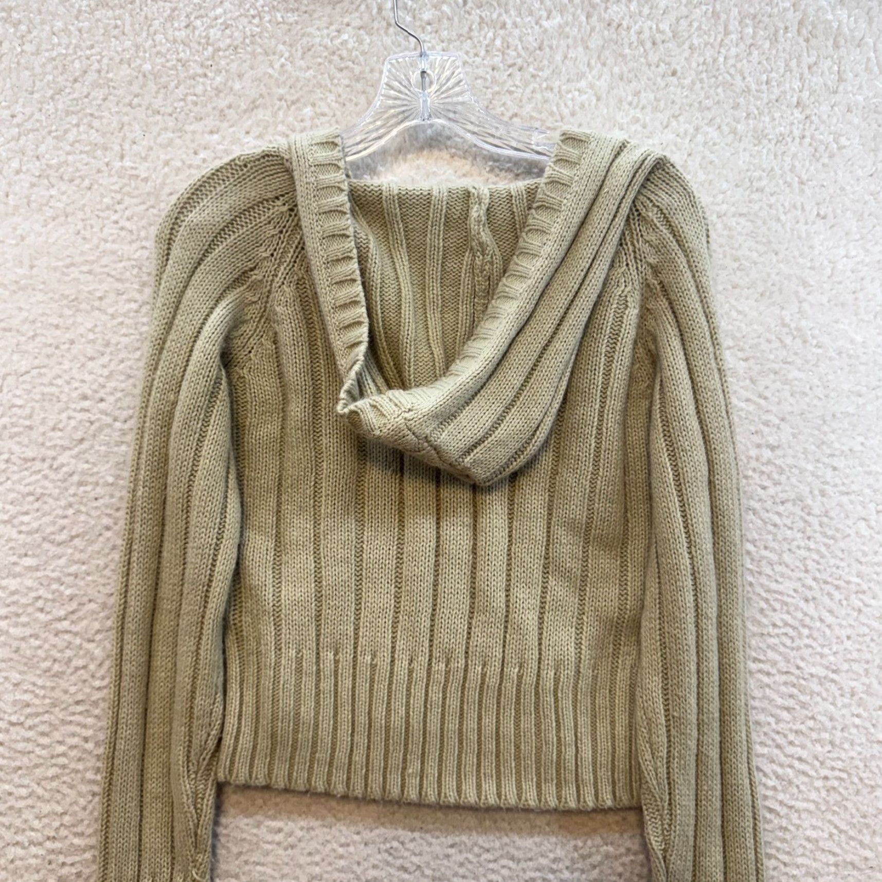 Vintage VINTAGE Y2K Crop Sweater Hoodie Large L Beige Cable Knit Boho Grunge No Boundaries Shirt Womens Size L / US 10 / IT 46 - 4 Thumbnail