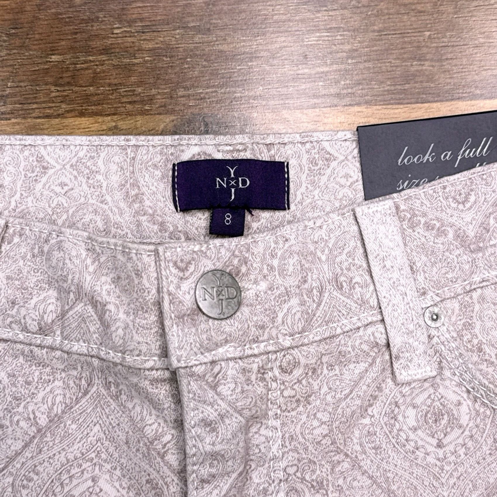 NYDJ NYDJ Skinny Jeans Womens 8 Beige Mid Rise Stretch Denim 5-Pocket USA Paisley Inseam 27in Regular Size 30" / US 8 / IT 44 - 4 Thumbnail