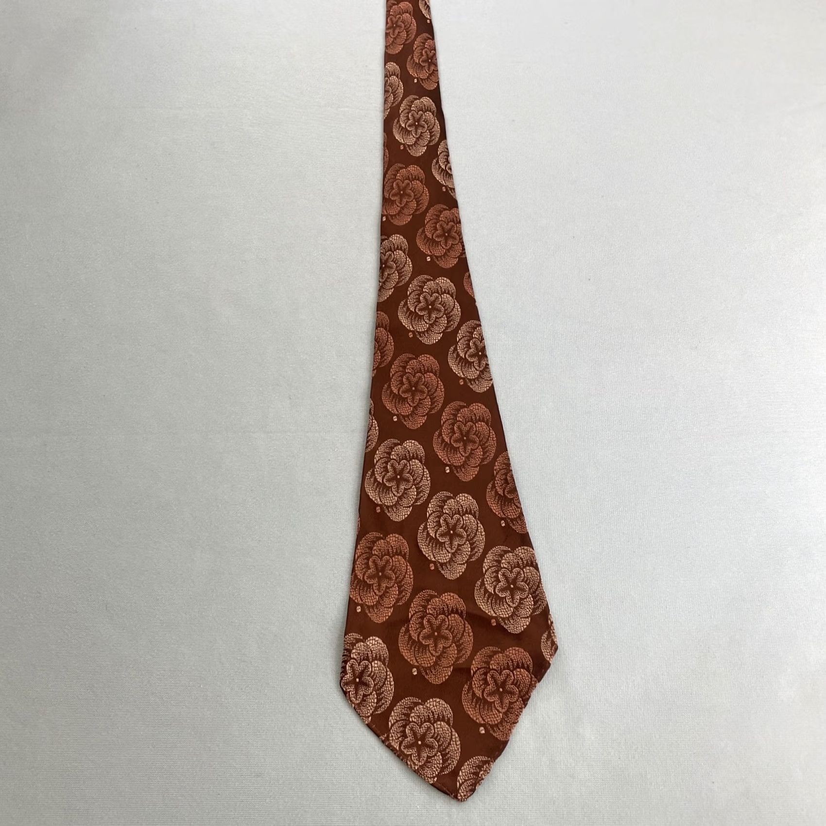 Arrow VINTAGE Arrow Tie Brown Silk Woven Floral MCM Wide Kipper Rockabilly 40s Vtg 4.5x51 Size ONE SIZE - 5 Thumbnail