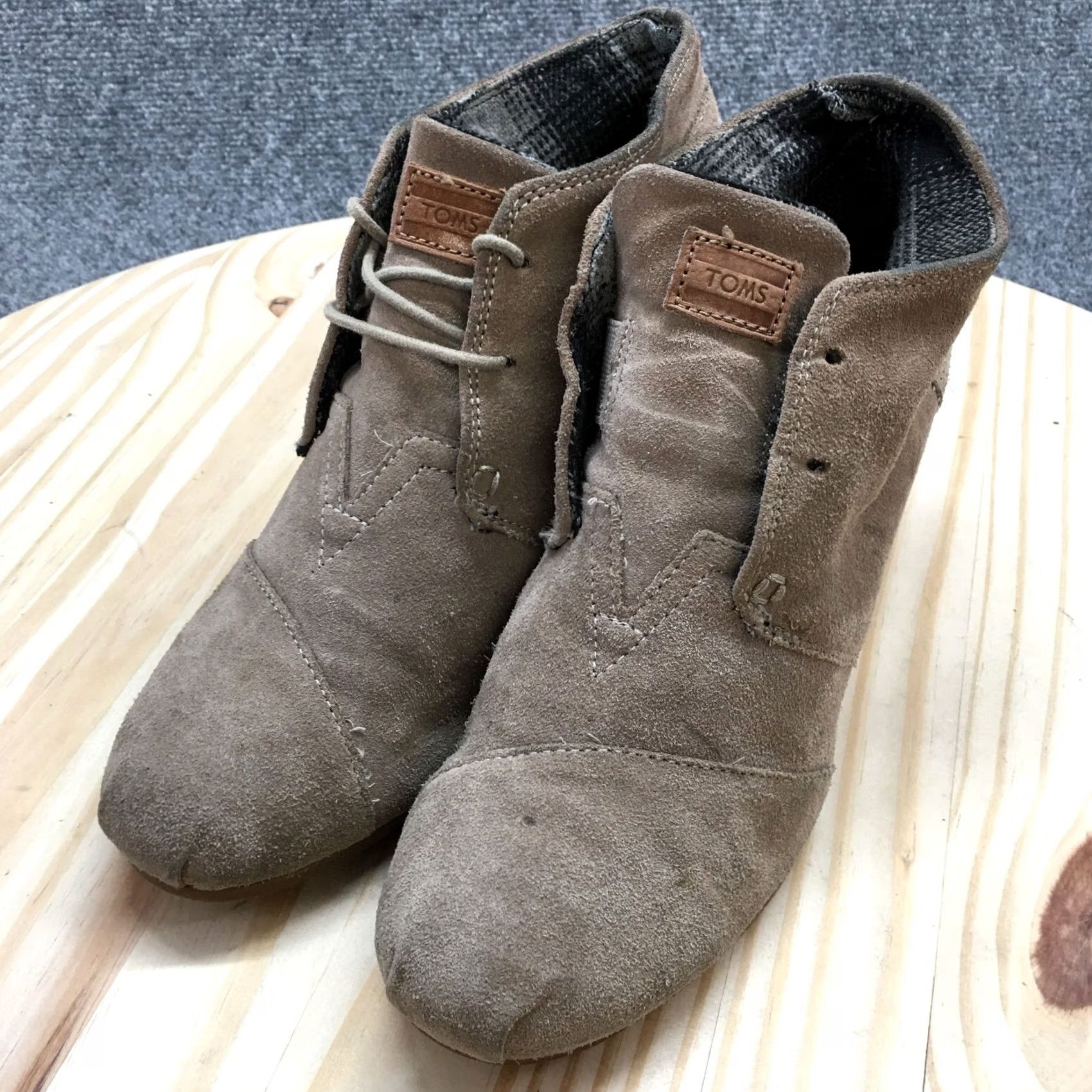 Toms TOMS Boots Womens 9.5 Desert Ankle Booties Brown Suede Lace Up Wedge Casual Shoes Size US 10 / IT 40 - 3 Thumbnail