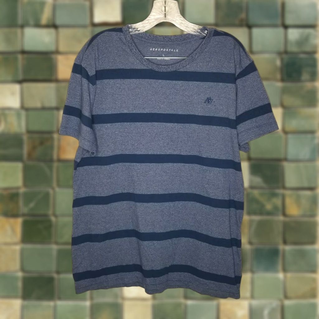 Vintage Aeropostale Mens Blue Striped T-Shirt Large Size US L / EU 52-54 / 3 - 1 Thumbnail