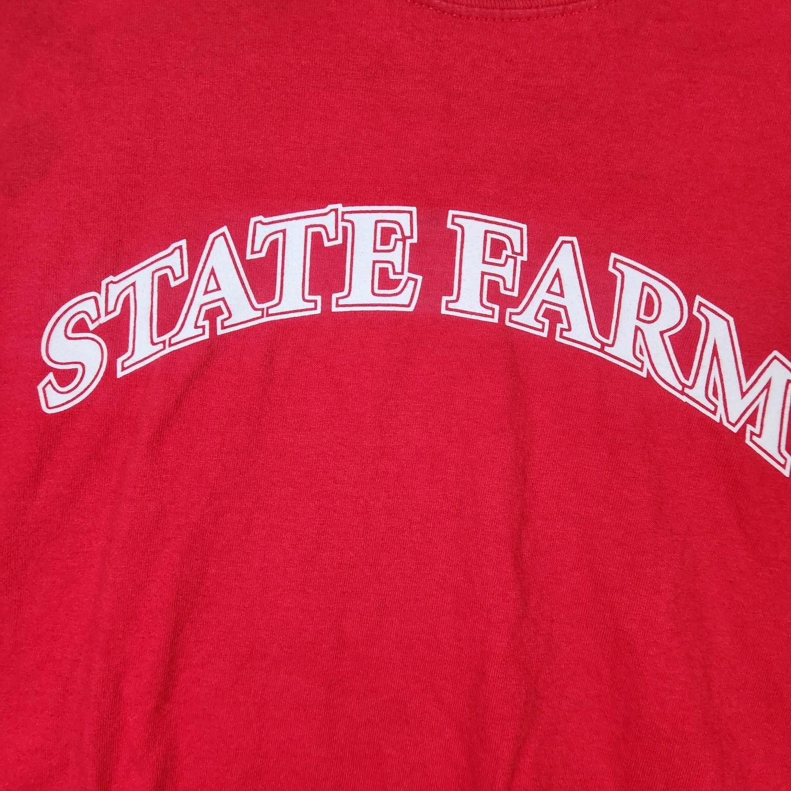Gildan Vintage State Farm Spellout Tshirt Red Size XL Size US XL / EU 56 / 4 - 2 Thumbnail