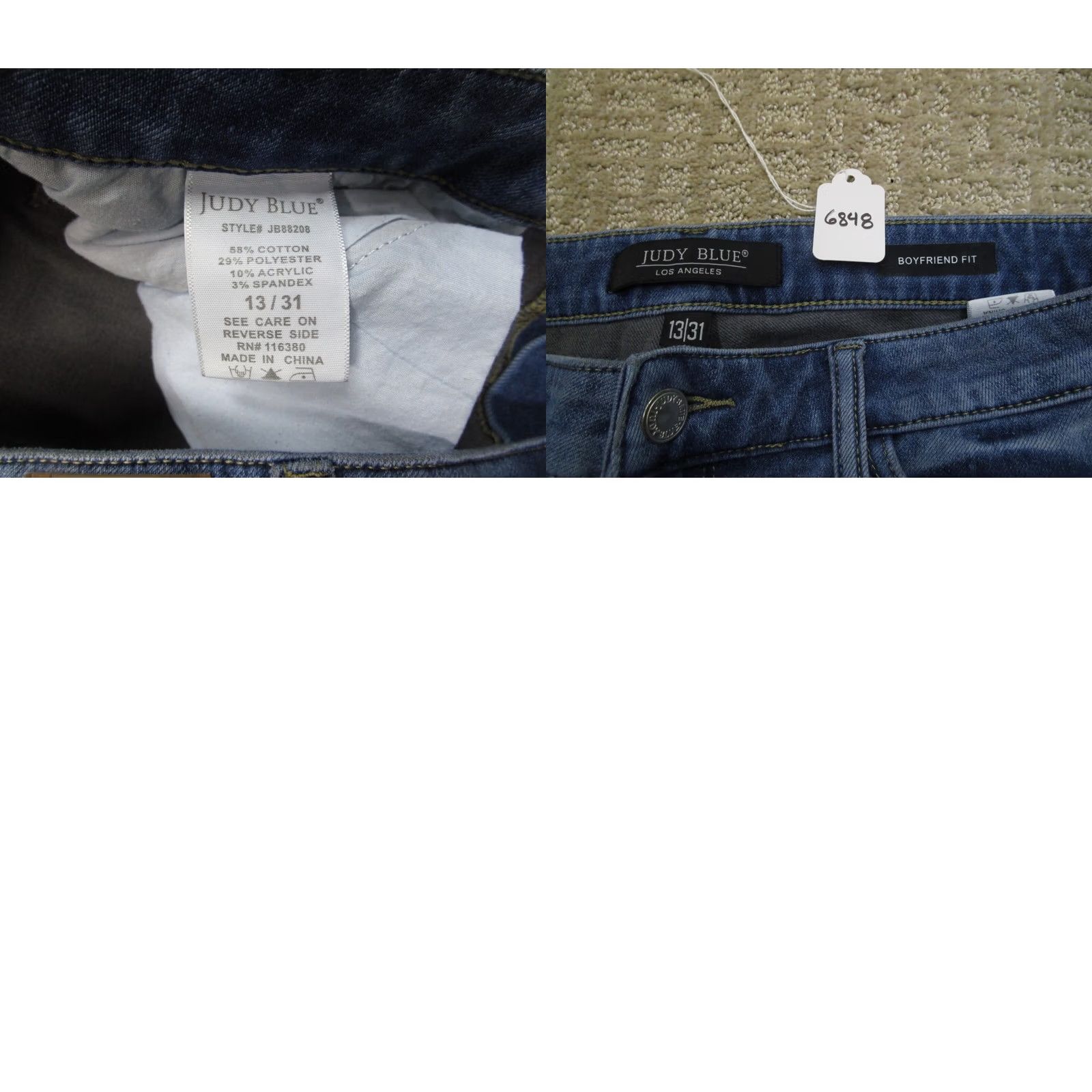 Vintage Judy Blue Jeans Women 31 Light Blue Boyfriend High Rise Stretch Denim Pants 5-Pocket Relaxed Fit Modern Size 24" / US 00 / IT 34 - 8 Thumbnail