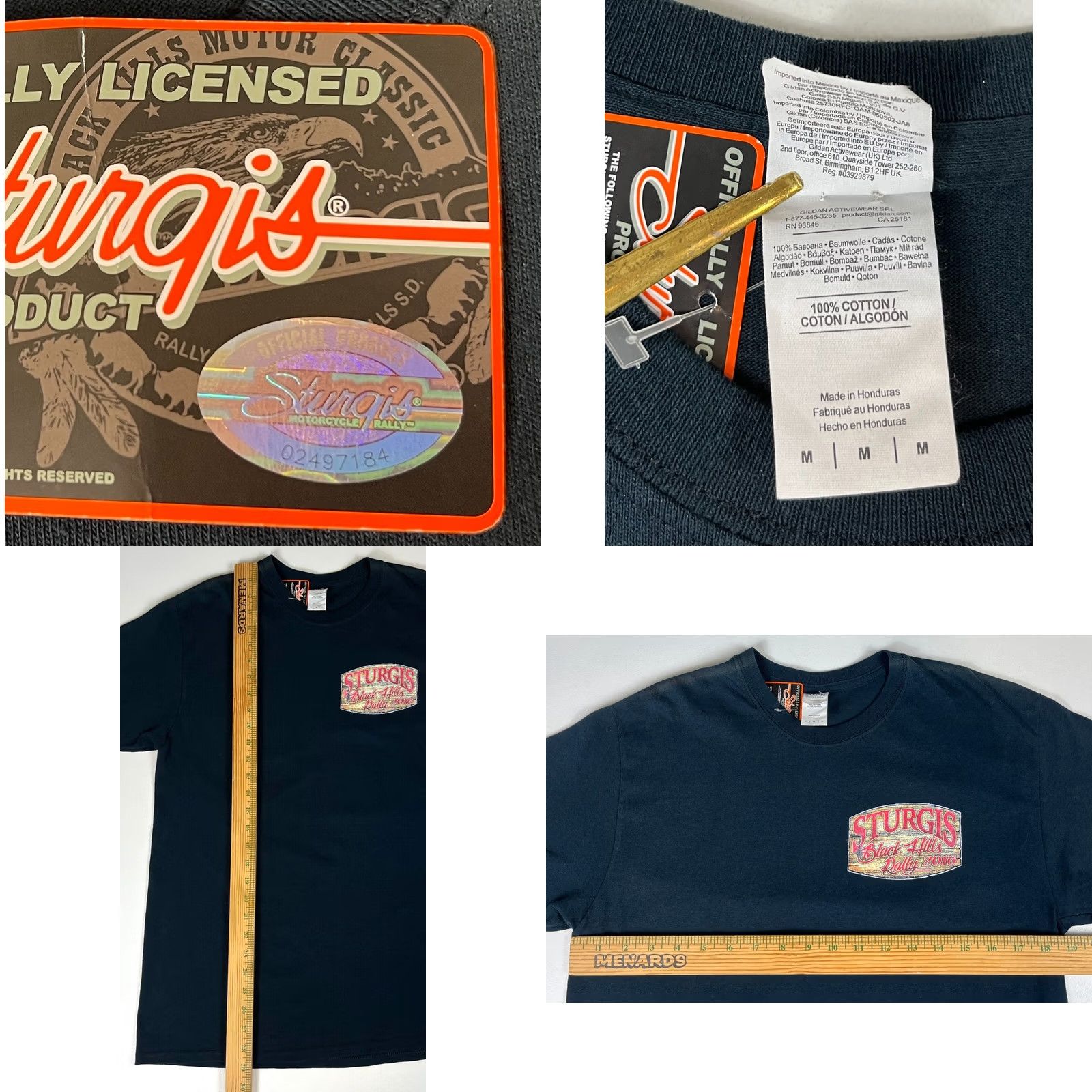 Gildan NWT 2016 Sturgis Black Hills Rally T-Shirt Double-Sided Sz M Gildan Men Cotton Black Size M T-Shirt Motorcycle Vintage/Pre-Owned Approved Size US M / EU 48-50 / 2 - 8 Thumbnail