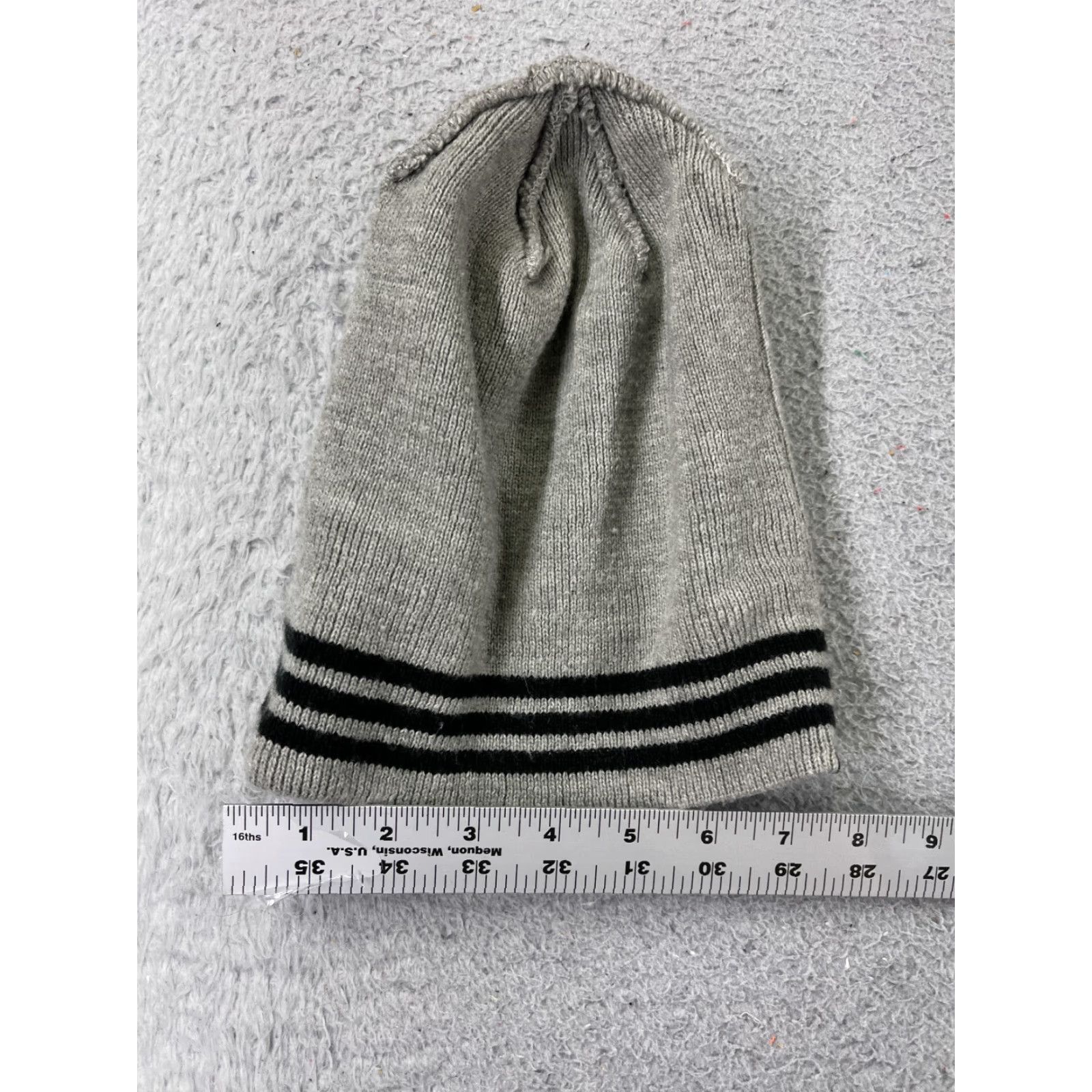 Adidas Adidas Beanie Toque Adult One Size Gray Striped Knit Acrylic Blend Ski Size ONE SIZE - 7 Thumbnail