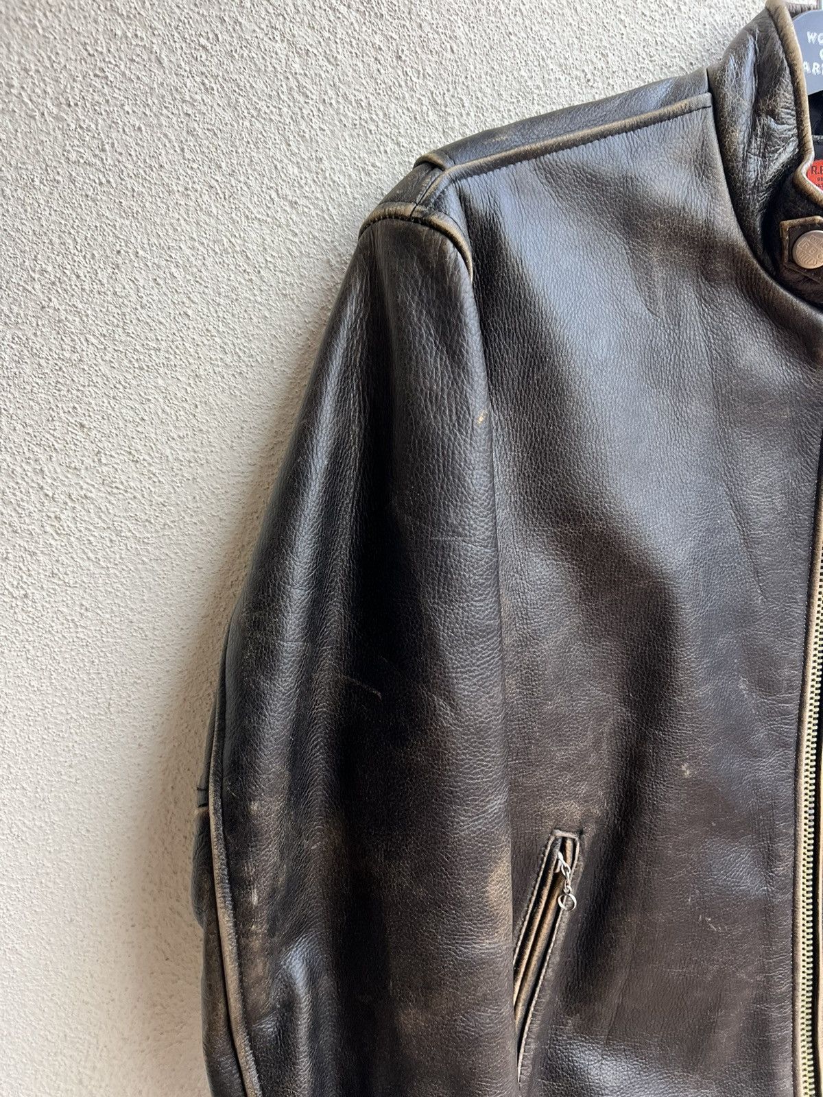 Leather Vintage R.B.C Legend Distressed Patina Leather Racer Jacket Size US S / EU 44-46 / 1 - 8 Thumbnail