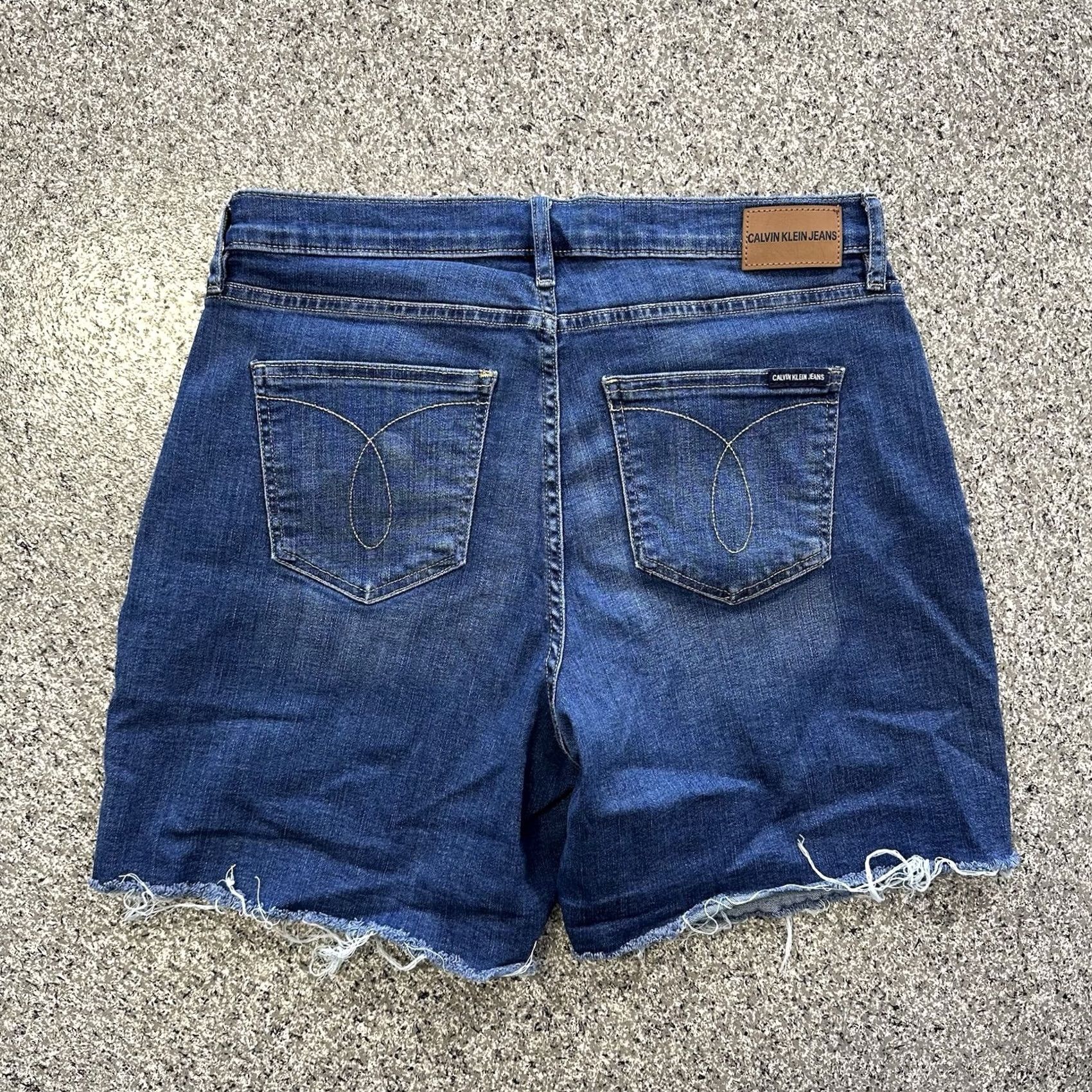 Calvin Klein Calvin Klein High Rise Denim Shorts Womens 10 30x6 Blue Cotton Polyester Spandex Viscose 5-Pocket Hem Frayed Hem Casual Size 32" / US 10 / IT 46 - 4 Thumbnail