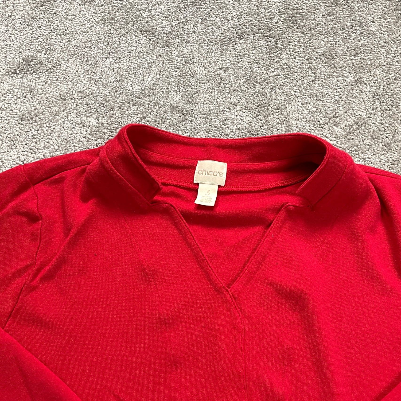 Vintage VINTAGE Chico's Blouse Shirt Womens XL Red Solid Long Sleeve V-Neck Knit Casual Size XL / US 12-14 / IT 48-50 - 2 Thumbnail