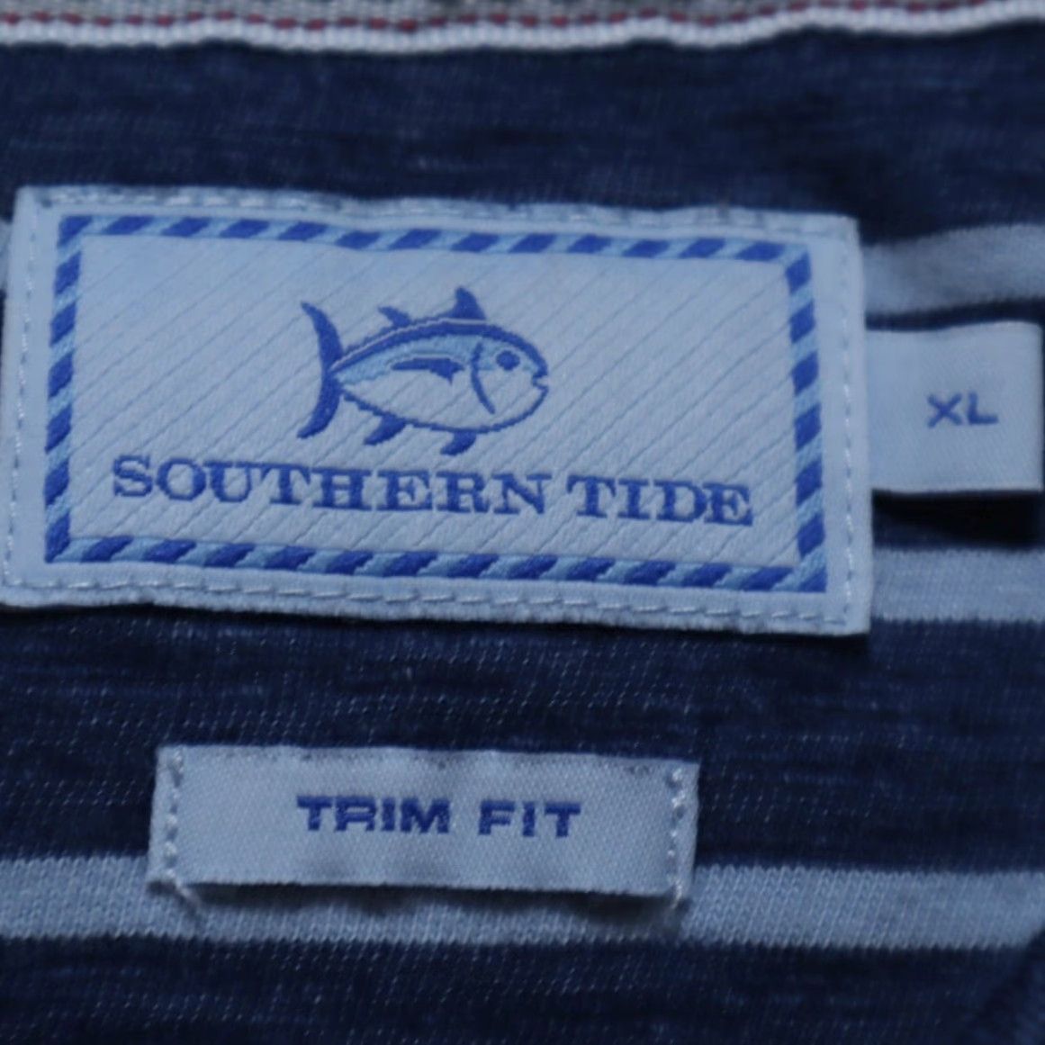 Southern Tide Southern Tide Polo Shirt Navy Blue Striped Pocket Cotton Blend XL Men Shirt Size US XL / EU 56 / 4 - 5 Thumbnail