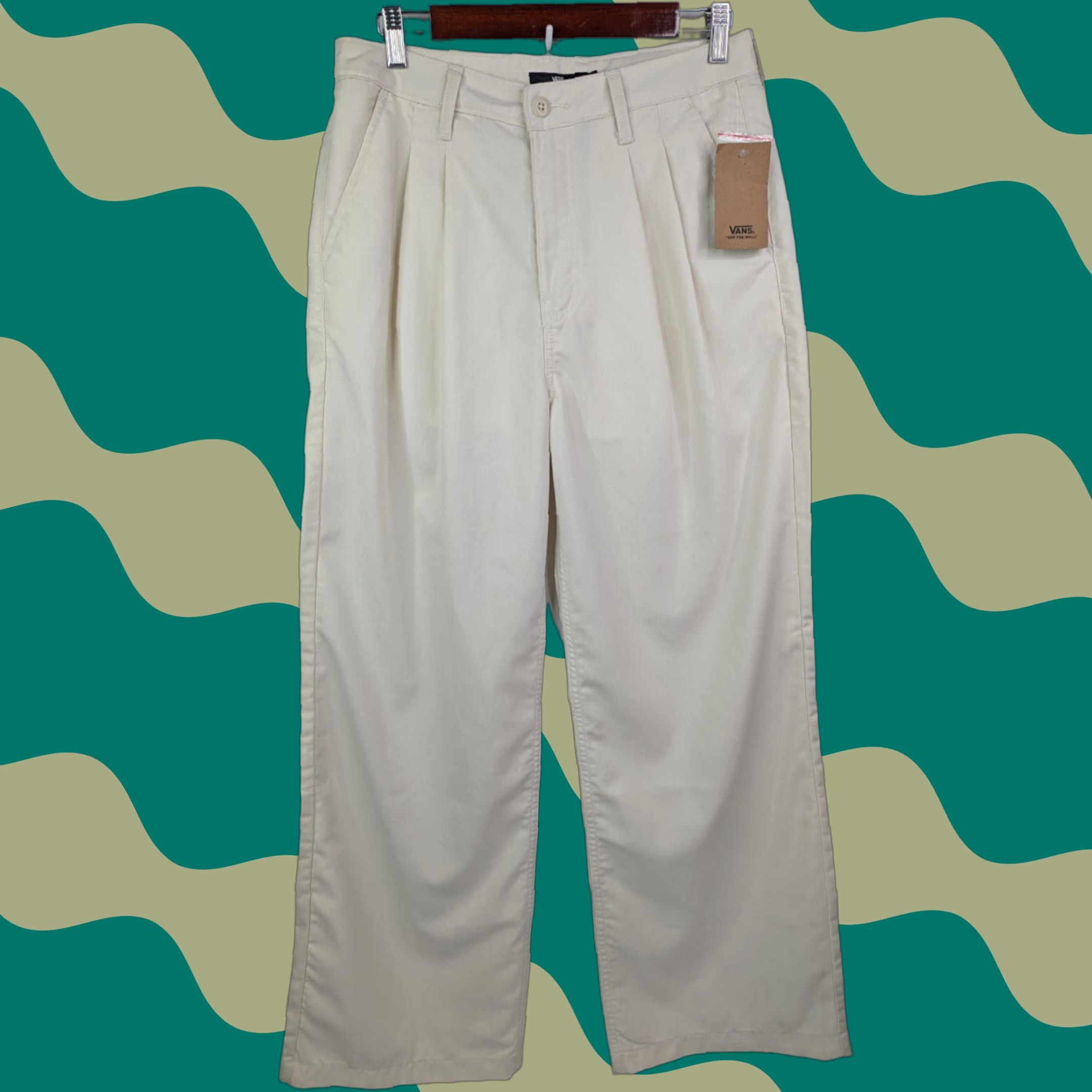 Vans VANS Chino Pants Hem Pleated Front Beige 28 WOMEN Regular Straight Logo NWT Size 26" / US 2 / IT 38 - 1 Thumbnail