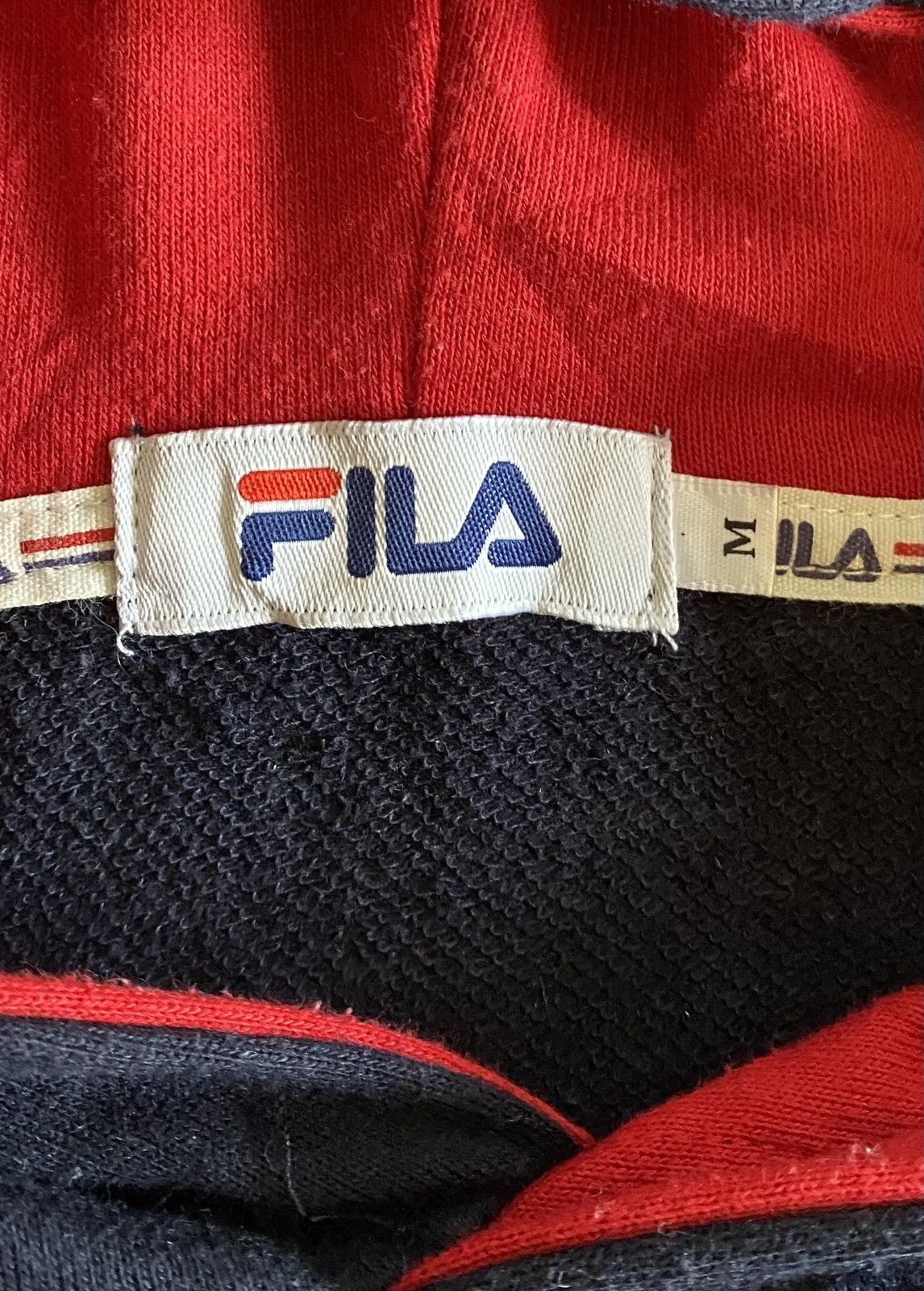 Fila Fila Big Logo Spellout Striped Two Tone Color Hoodie Size US L / EU 52-54 / 3 - 7 Thumbnail