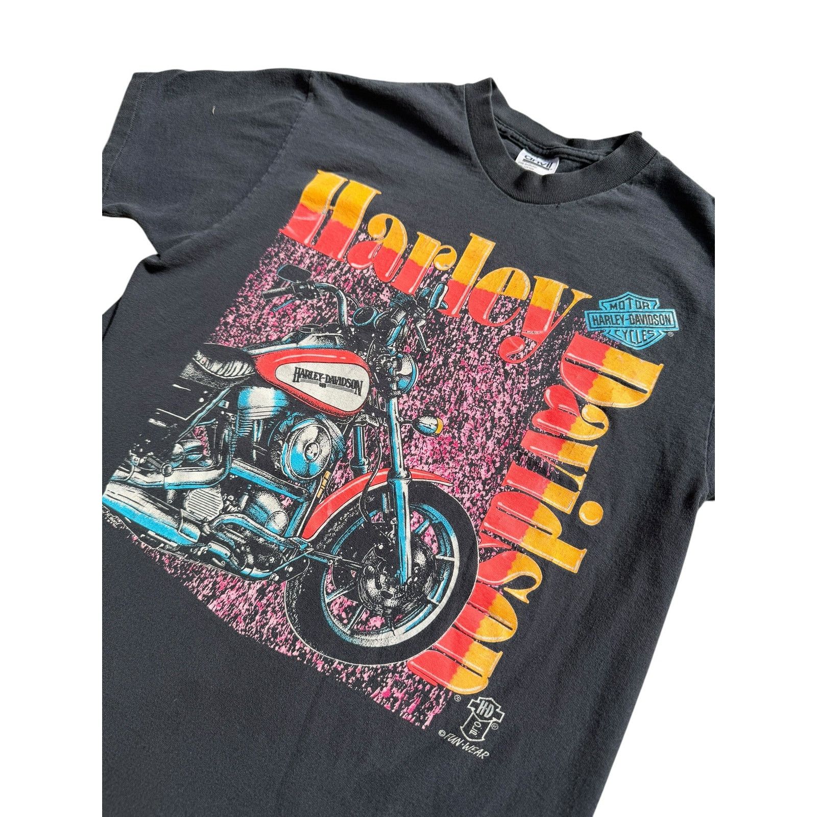 Harley Davidson 1994 Faded Harley Davidson Neon Colored Size US M / EU 48-50 / 2 - 2 Thumbnail